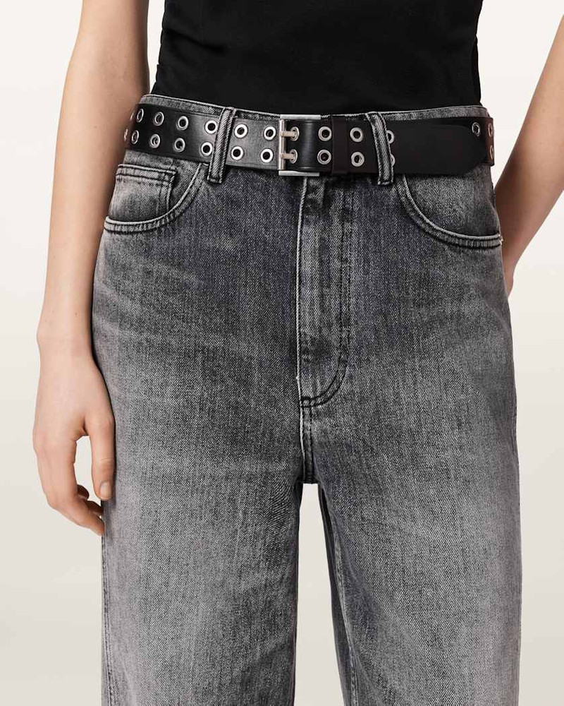 ALLSAINTS NYLA DOUBLE EYELET LEATHER BELT outlook