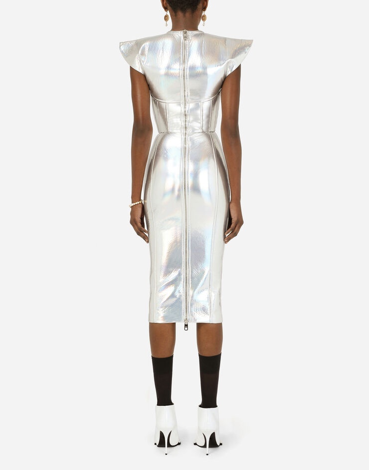 Holographic jersey calf-length bustier dress - 2