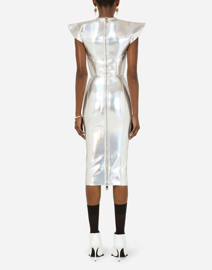 Holographic jersey calf-length bustier dress - 2