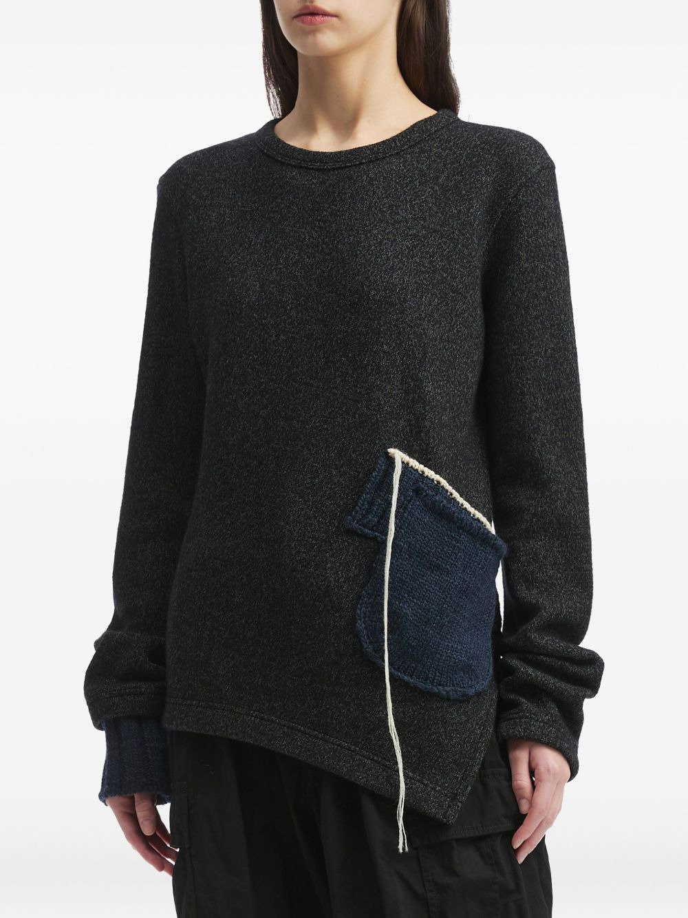 asymmetric pocket-detail sweater - 3