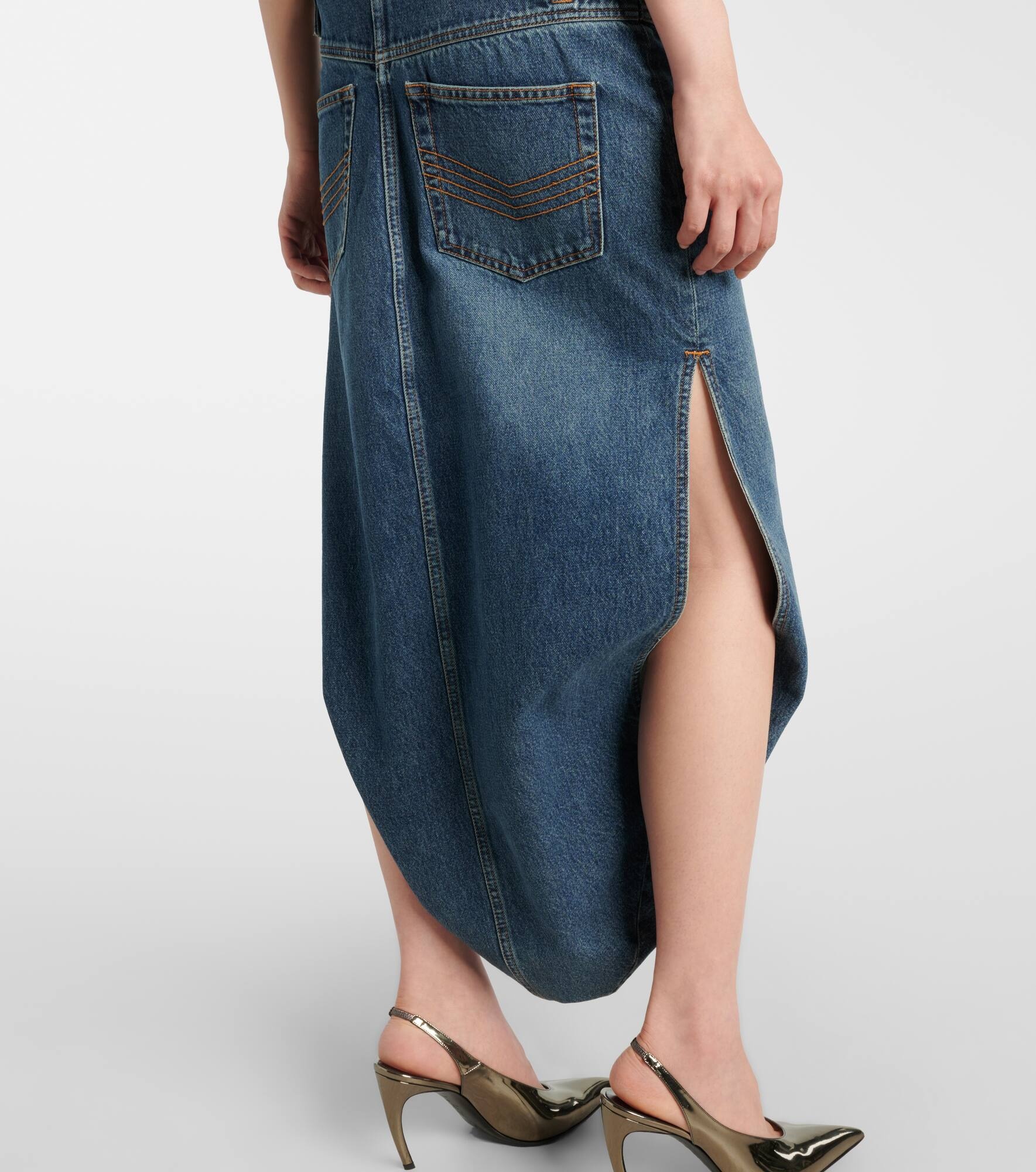 Denim asymmetric midi skirt - 6