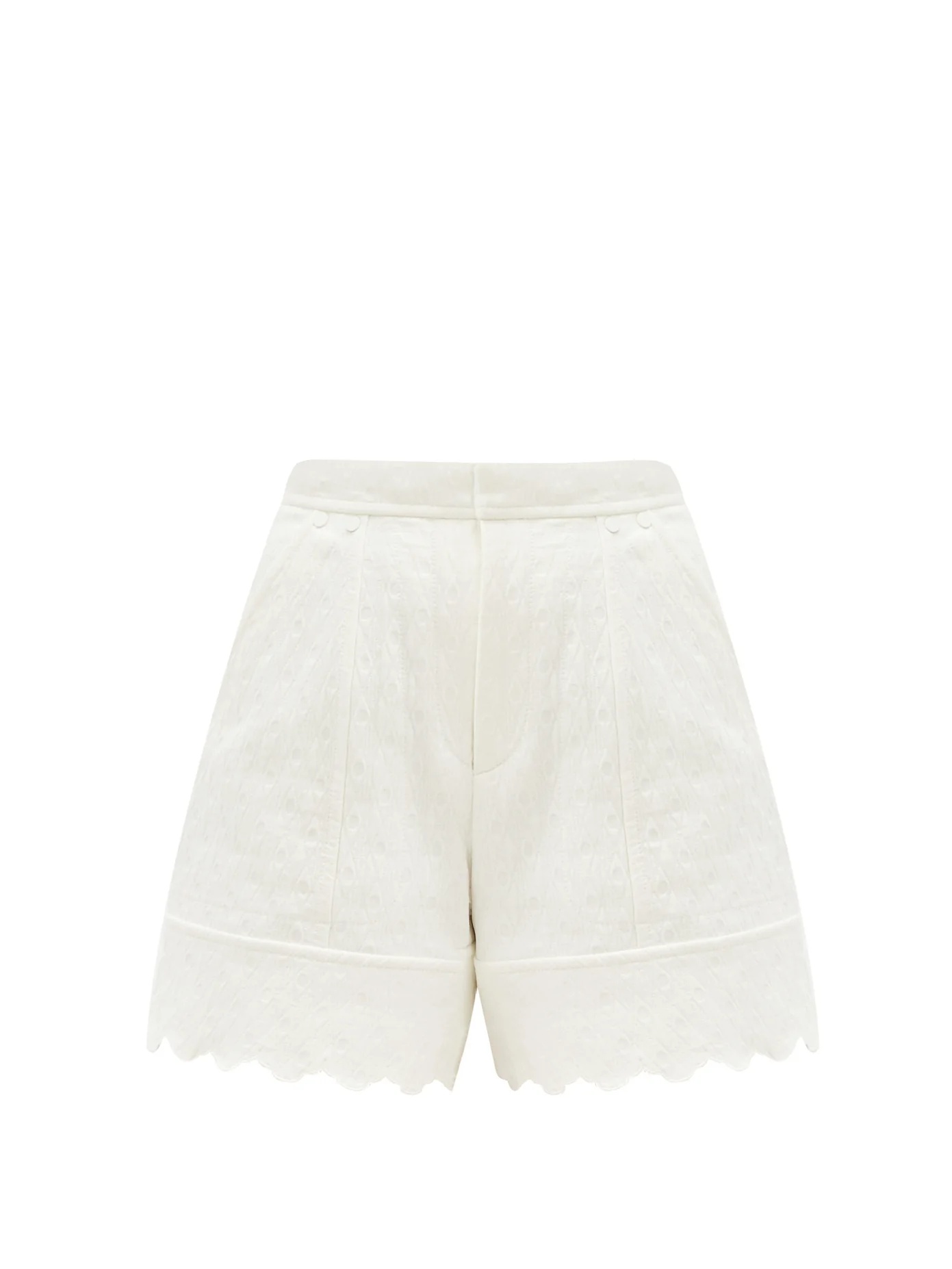 Scalloped cotton-jacquard shorts - 1