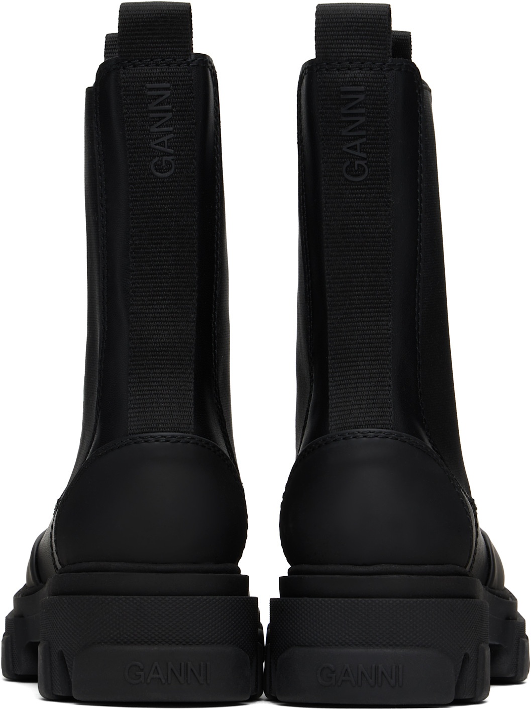 Black Stitch Cleated Mid Chelsea Boots - 2