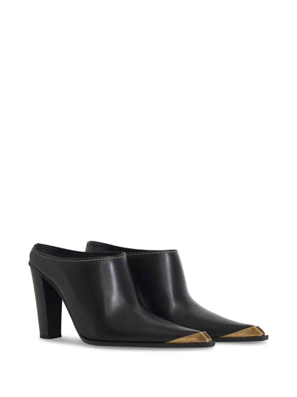 metallic toe-cap leather mules - 2