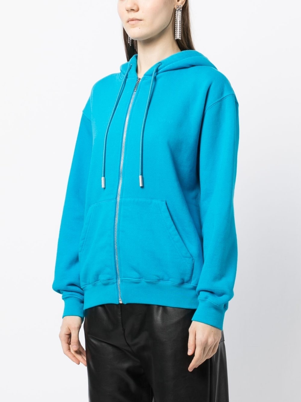 Diag-print zip-front hoodie - 3