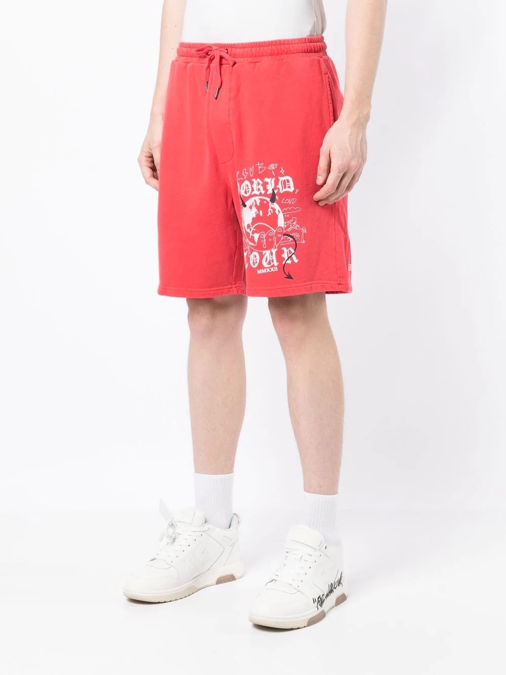 graphic-print cotton track shorts - 3