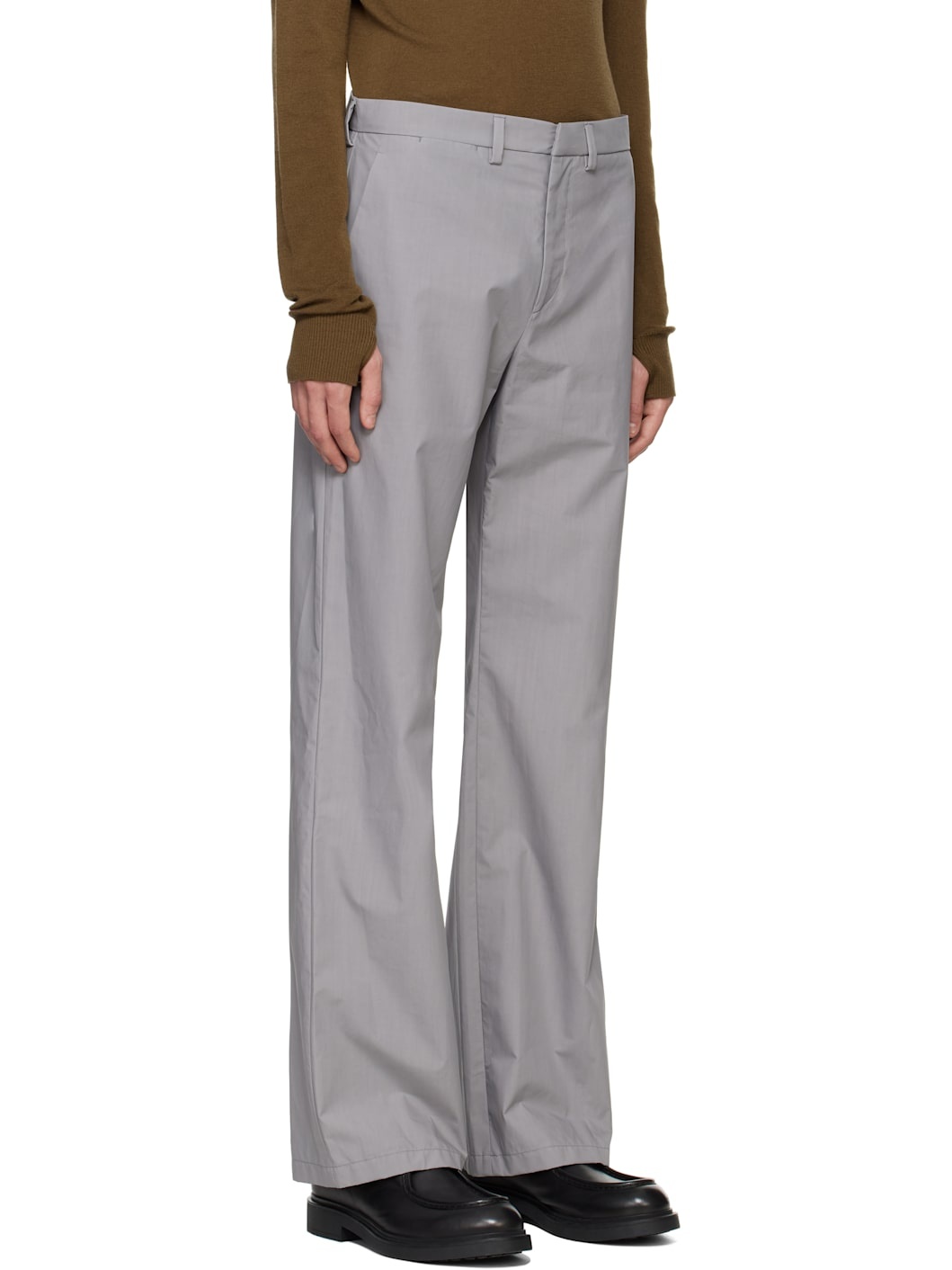 Gray Popeline Waxed Trousers - 2