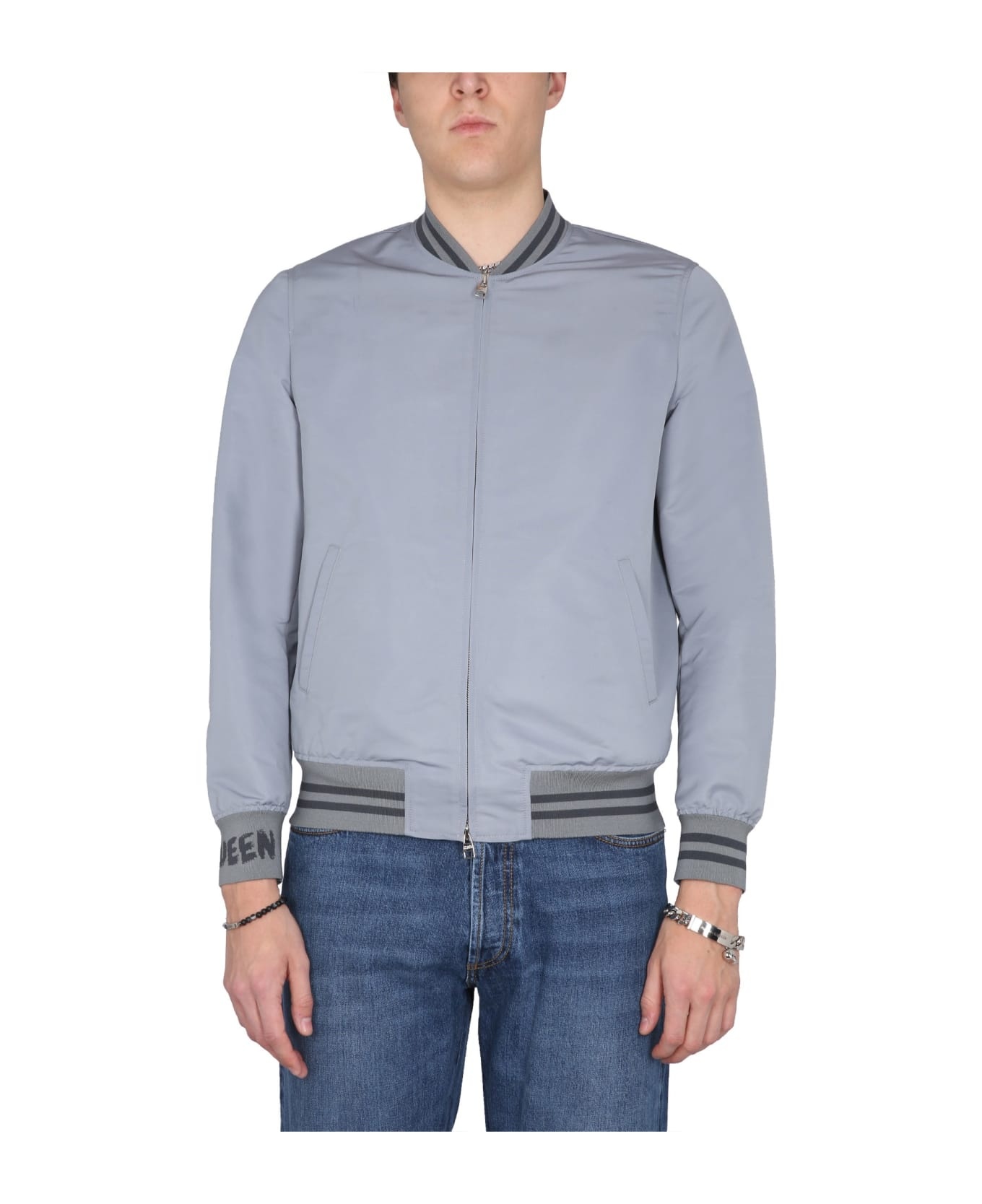 Stripe Trim Bomber Jacket - 1