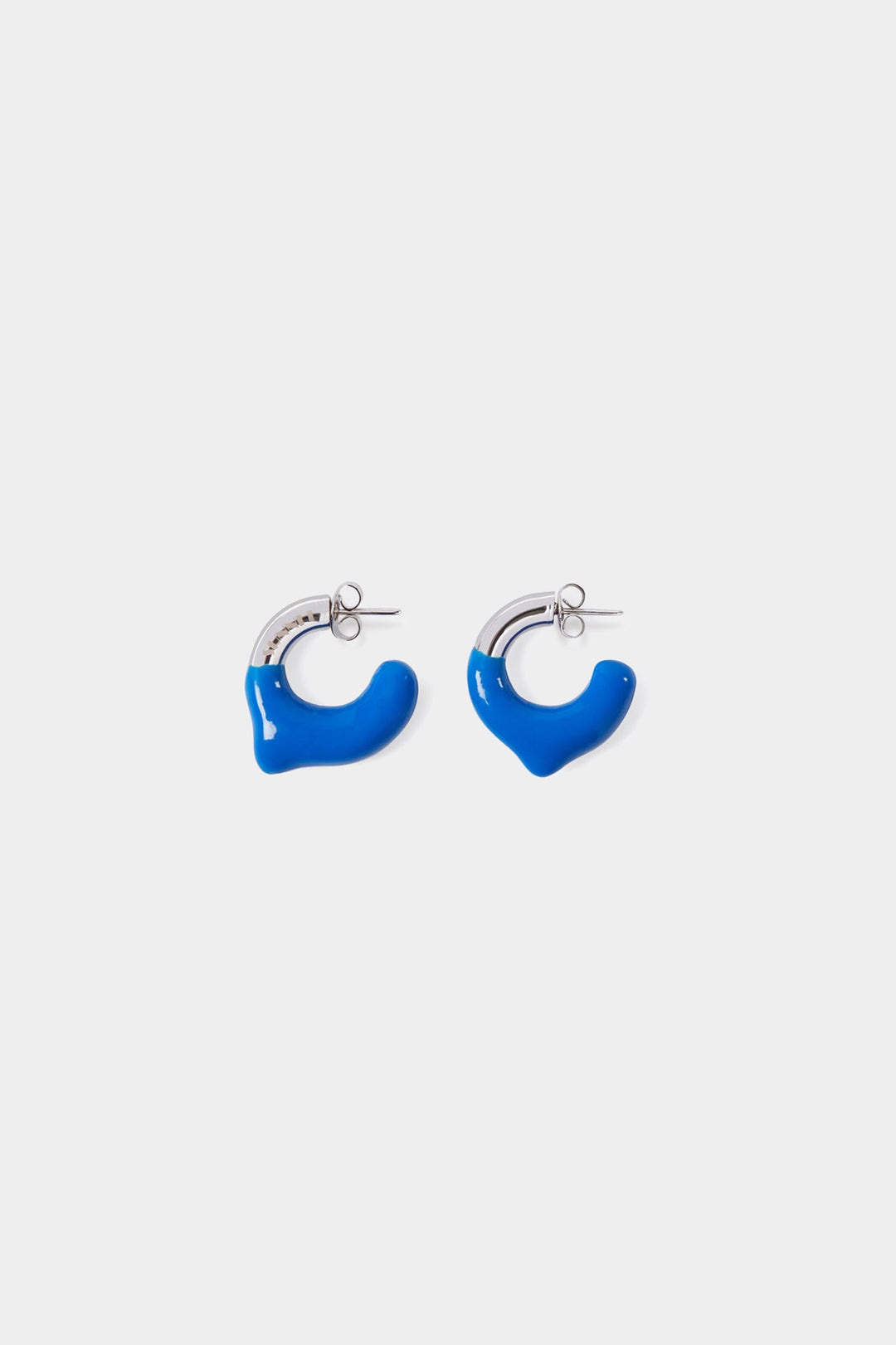 MINI RUBBERIZED EARRINGS SILVER / deep blue - 1