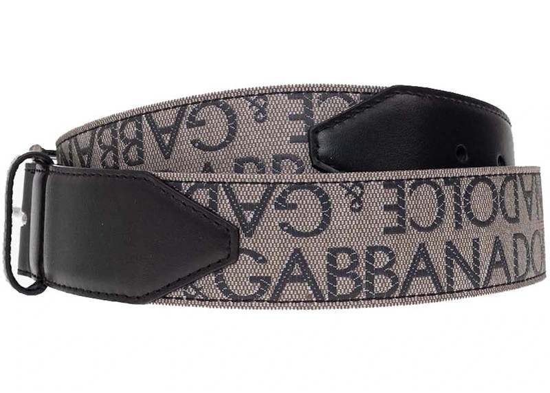 Dolce & Gabbana Dolce & Gabbana Allover Logo Leather Belt Black/Beige outlook