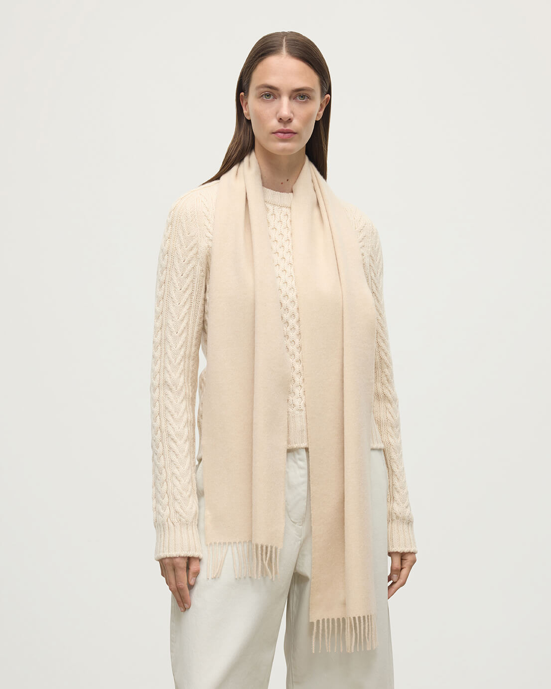 Cream Cashmere Scarf - 2