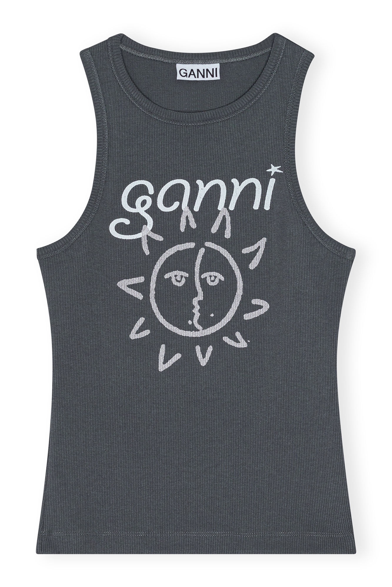 GREY GRAPHIC RIB SUN TANK TOP - 6