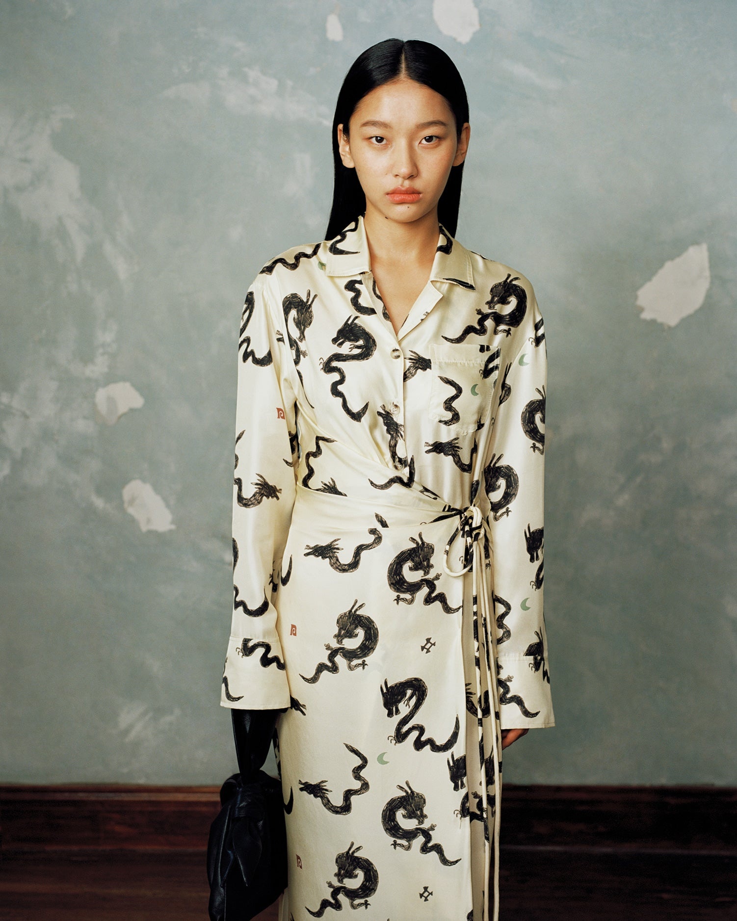 Slip Satin Wrap Shirt Dress - 2
