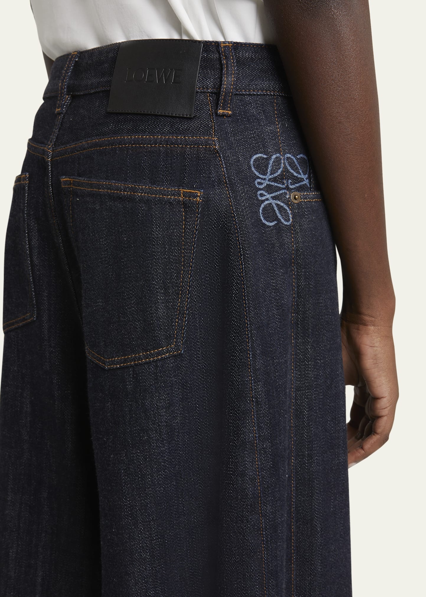 Anagram Embroidered Barrel Leg Jeans - 5