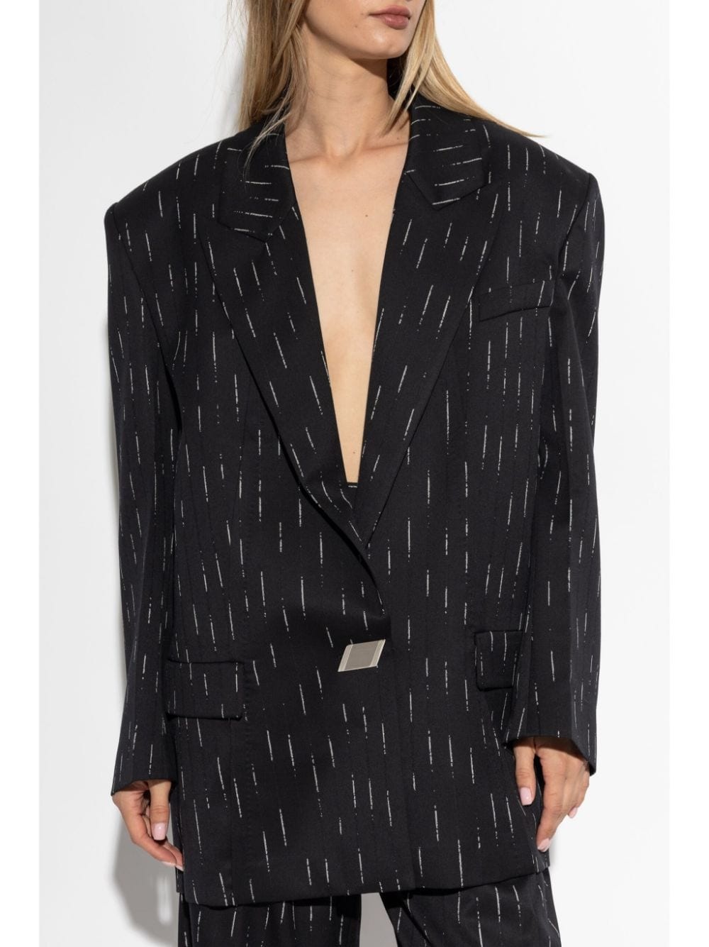 single-button wool-blend blazer - 3
