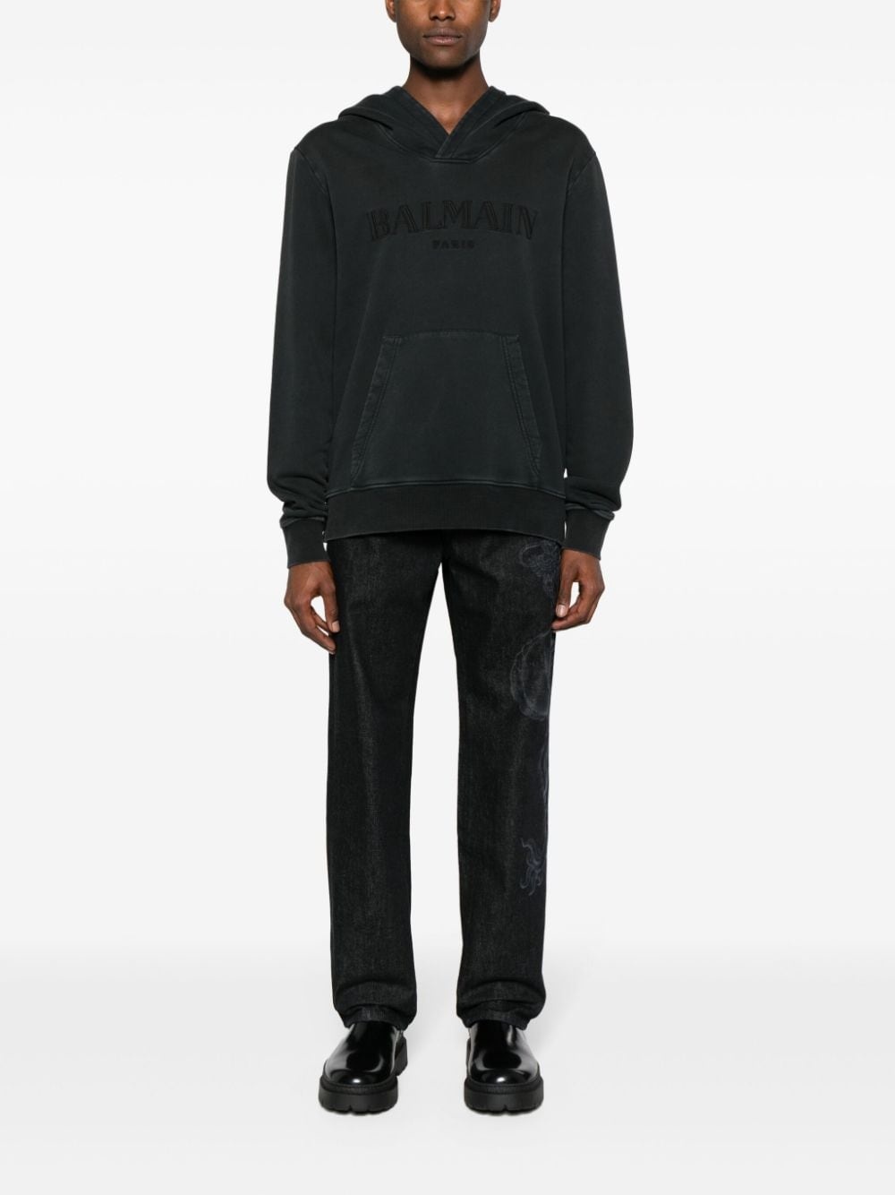 logo-embroidered cotton hoodie - 2