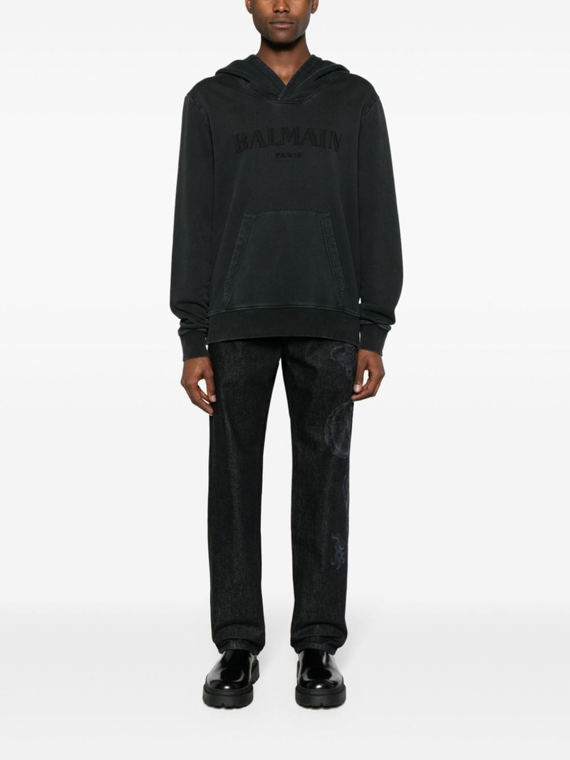 Balmain logo-embroidered cotton hoodie outlook