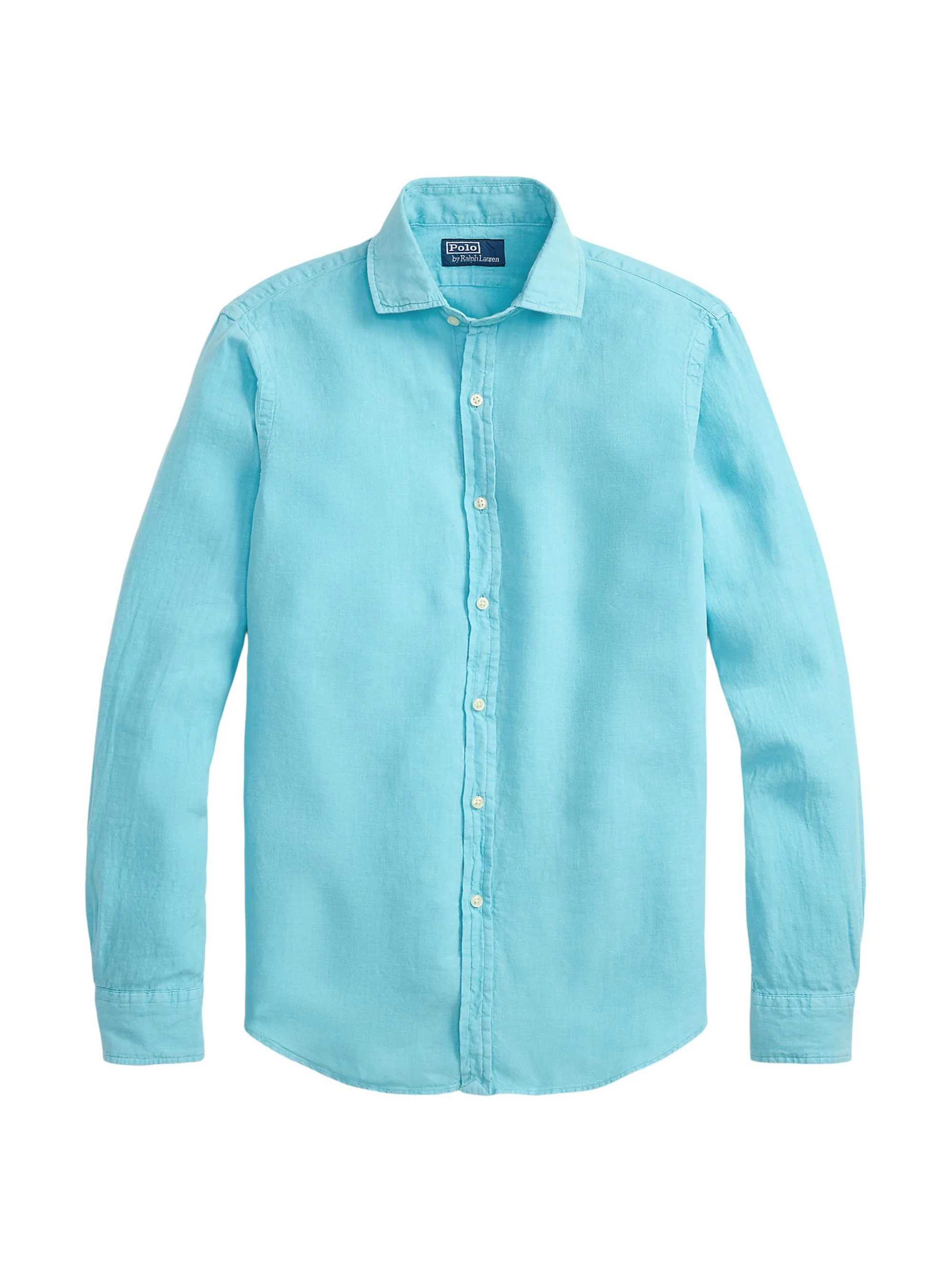 Men's Linen Button-Front Shirt - Perfect Turquoise - 1