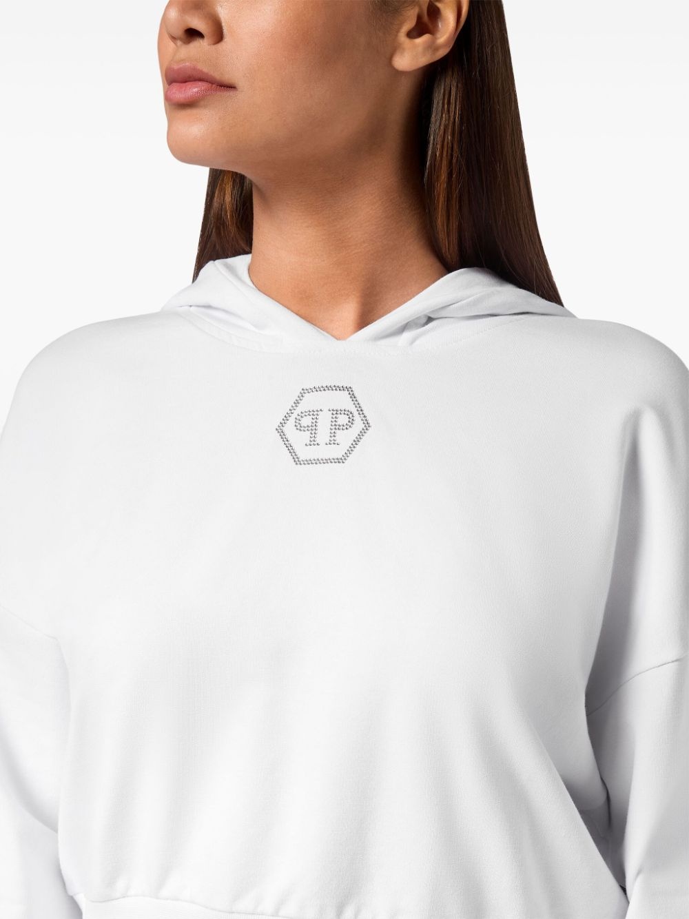 crystal-embellished cropped hoodie - 5