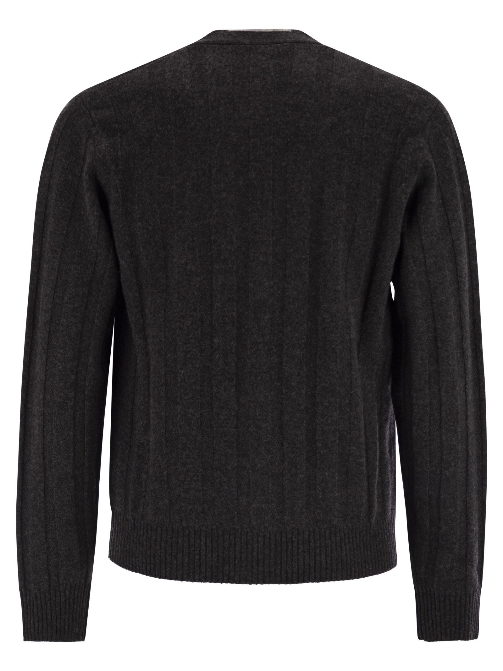 Peserico - Peserico Men Wool And Cashmere Cardigan With V-Neck - 2