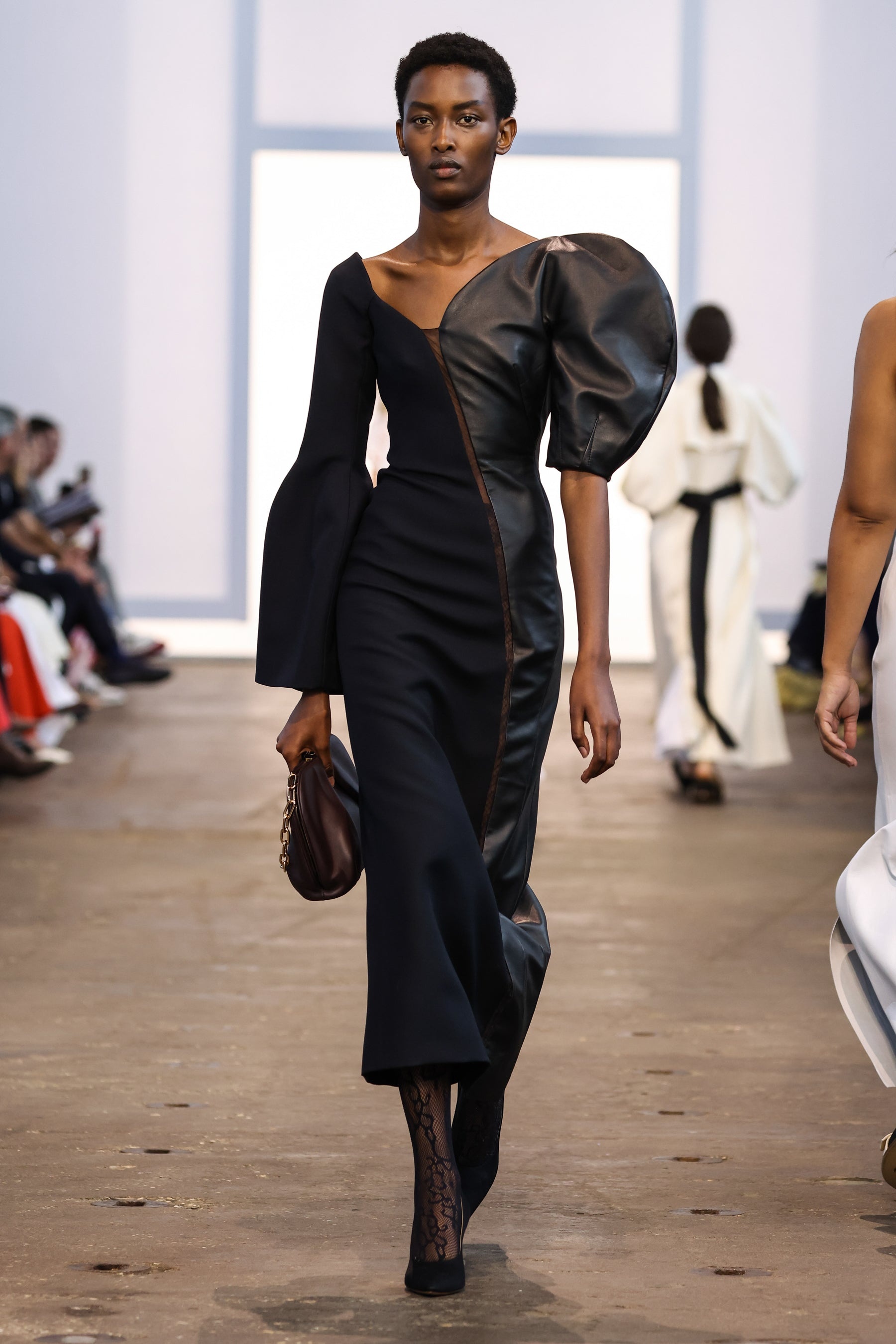 Merlin Dress in Silk Wool Cady and Leather - 2