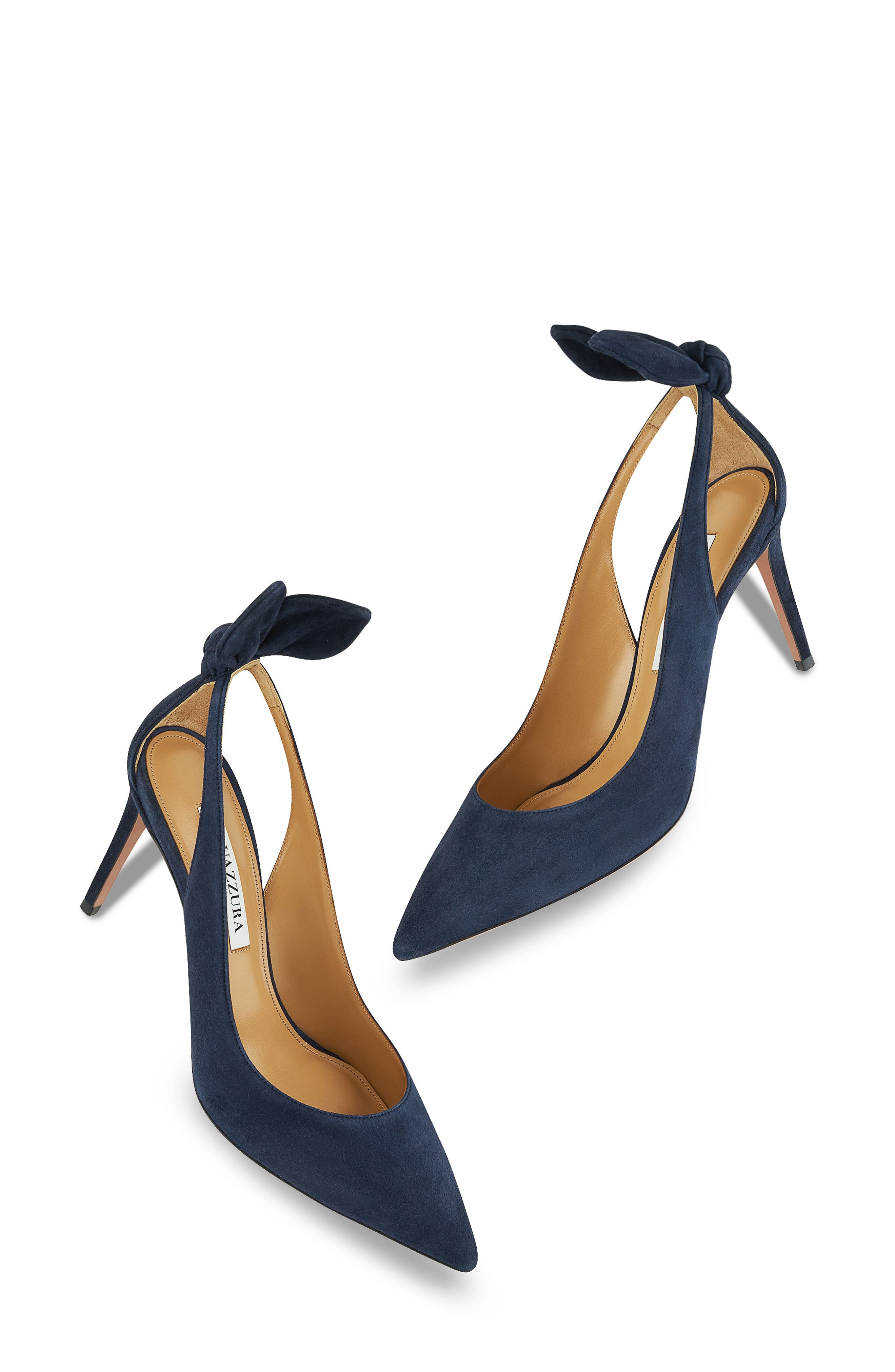 Aquazzura Bow Tie Pointed Toe Pump in Mezzanotte at Nordstrom - 5