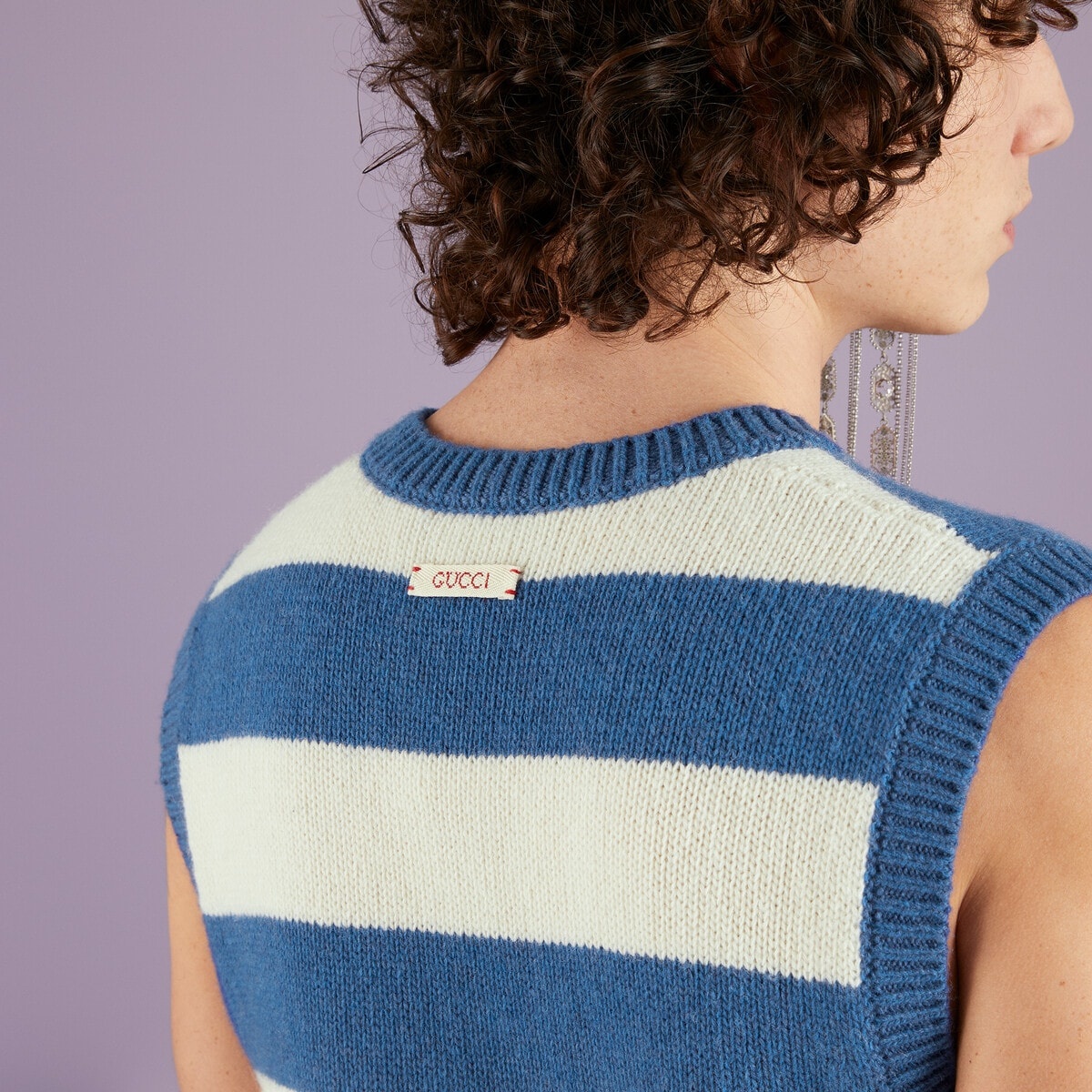 Striped wool cashmere knit vest - 3