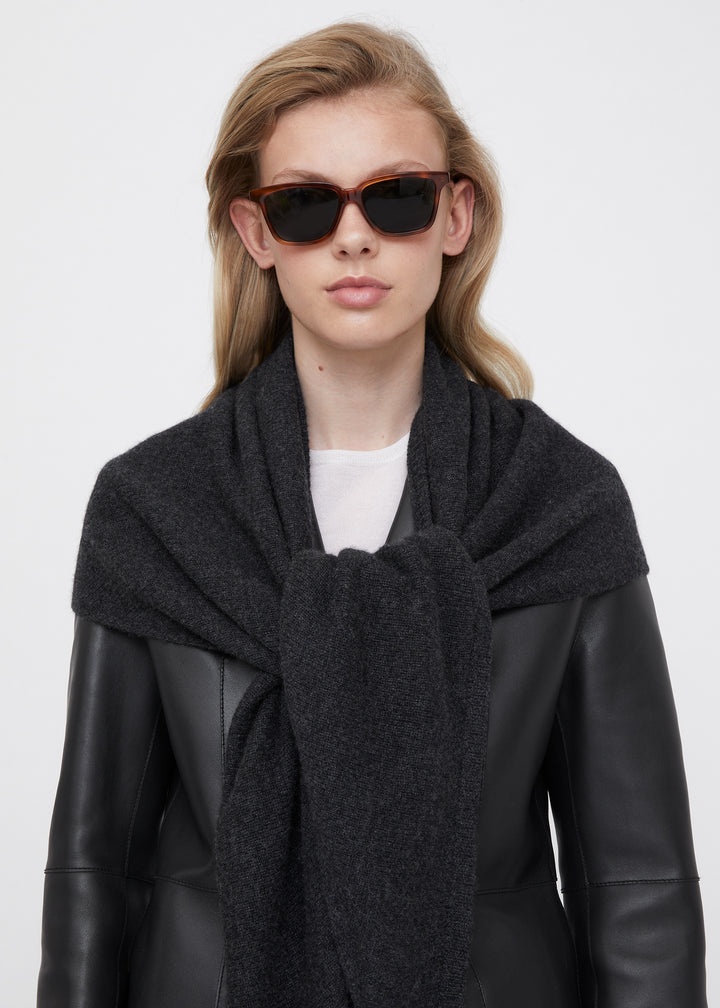 Triangle cashmere scarf dark grey mélange - 4