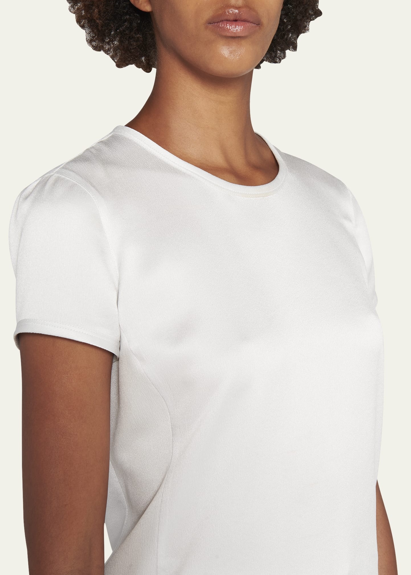Crewneck Short-Sleeve Silk T-Shirt - 5