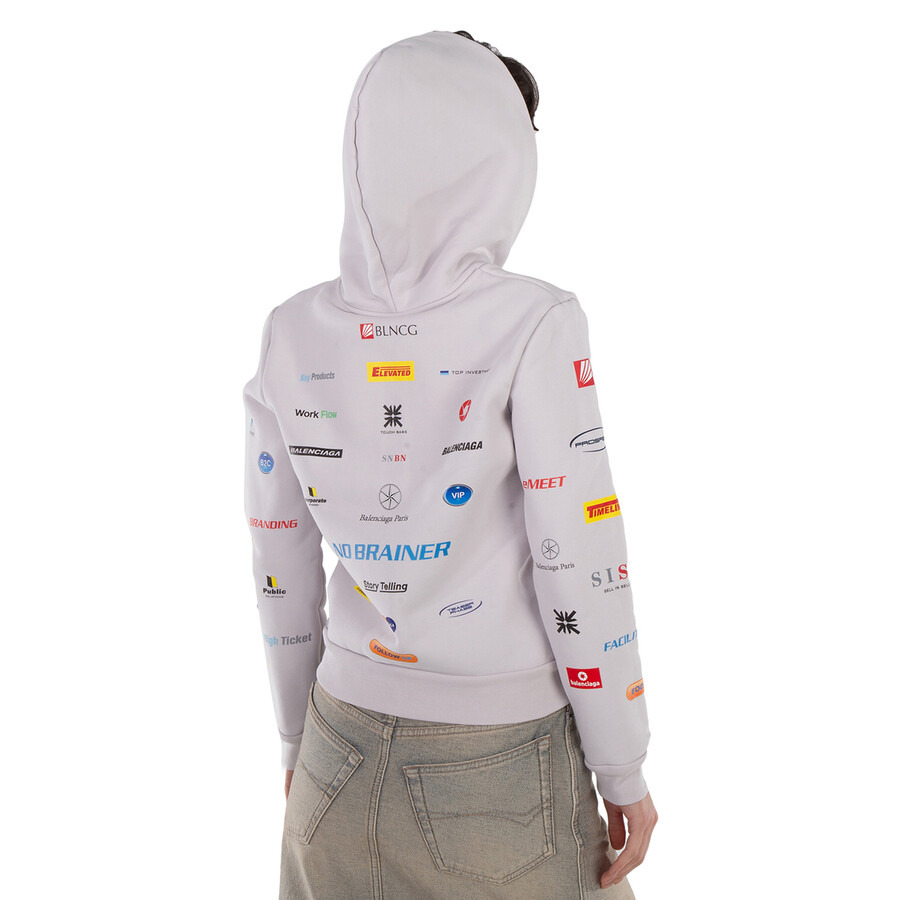 Balenciaga Ladies Business English Zip-Up Hoodie - 3