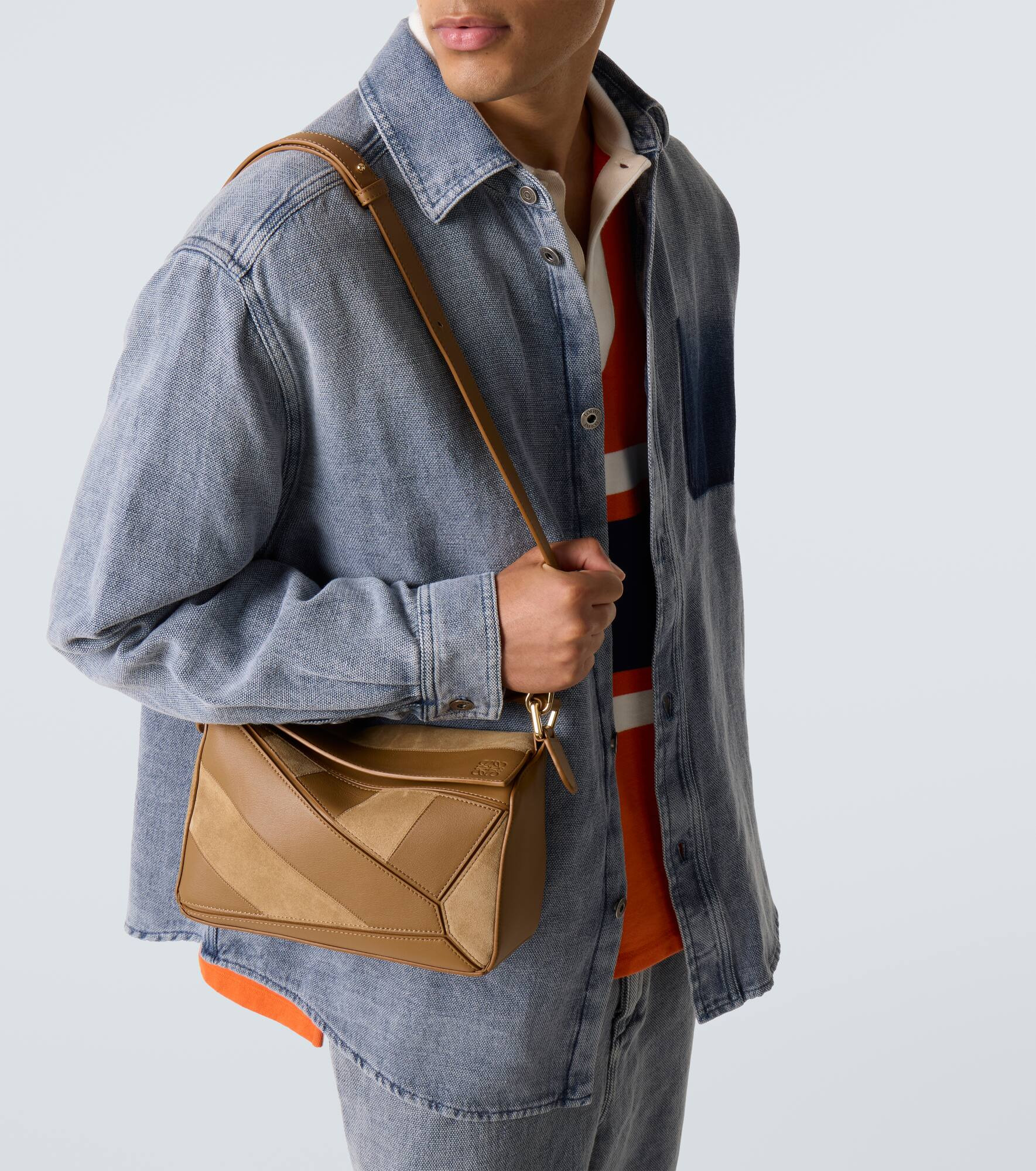 Puzzle Small leather and suede shoulder bag - 3