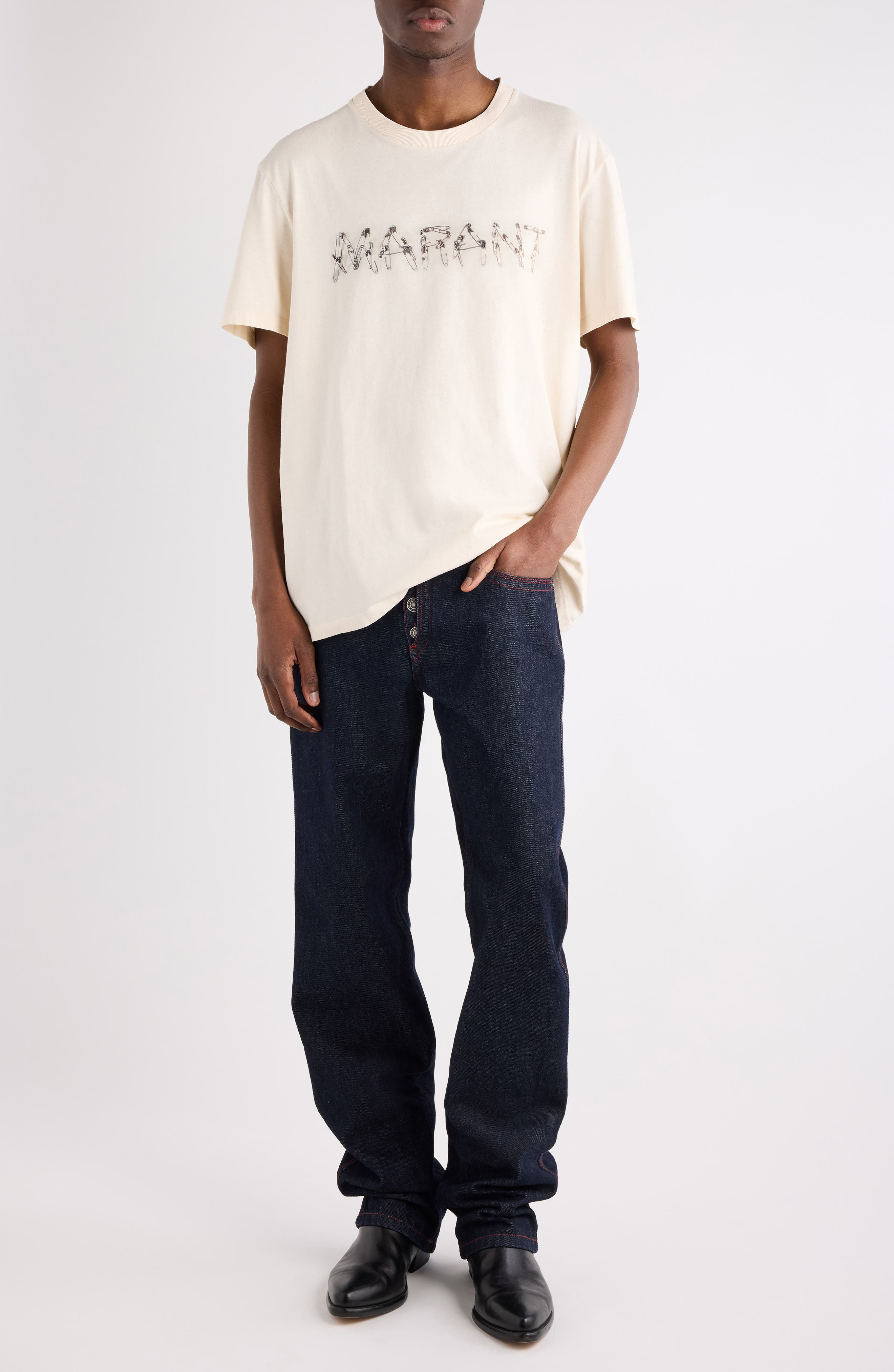Isabel Marant Jeffrey Relaxed Straight Leg Jeans in Dark Midnight at Nordstrom - 2