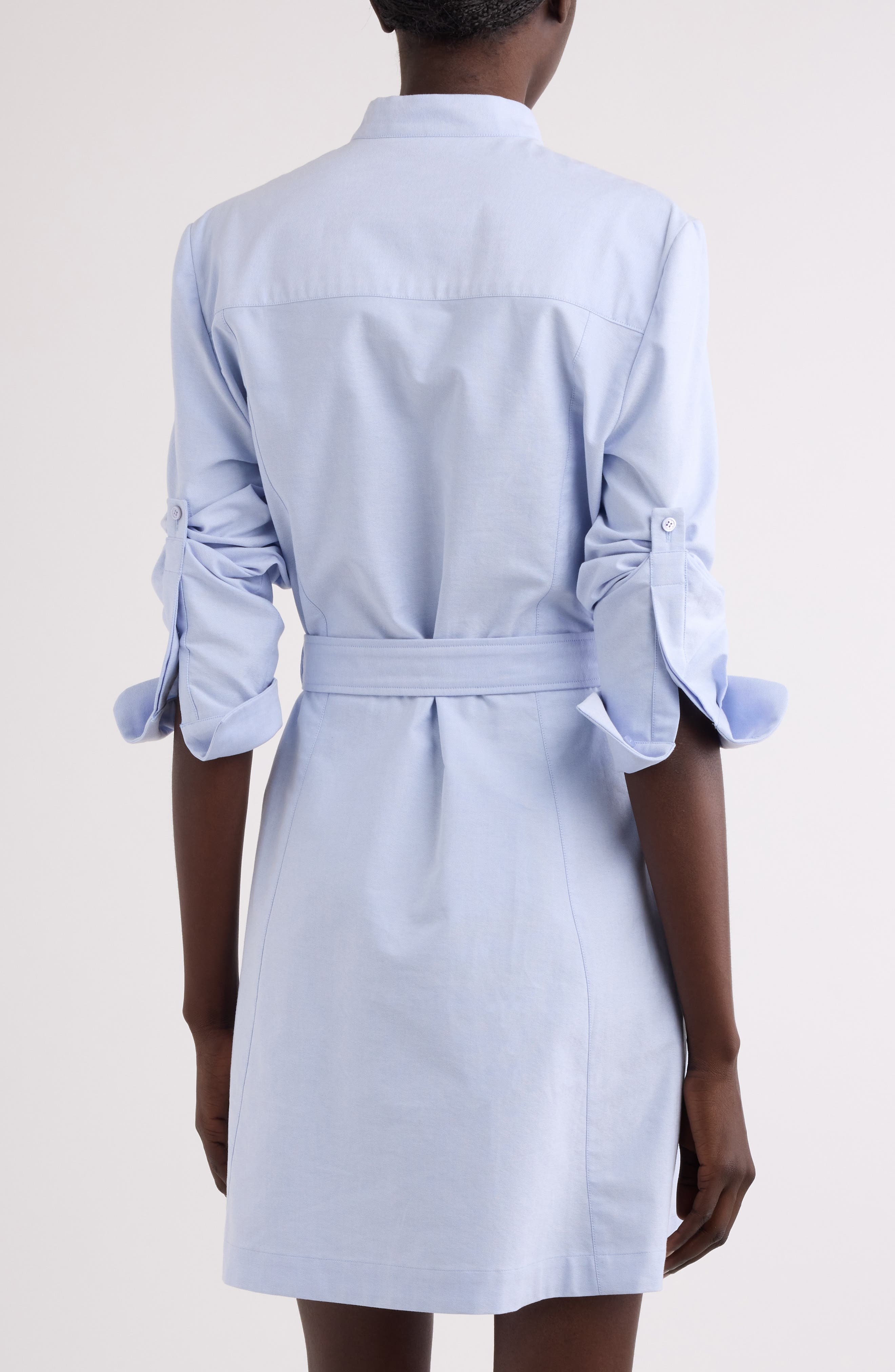 Givenchy Military Long Sleeve Cotton Oxford Mini Shirtdress in Baby Blue at Nordstrom - 4