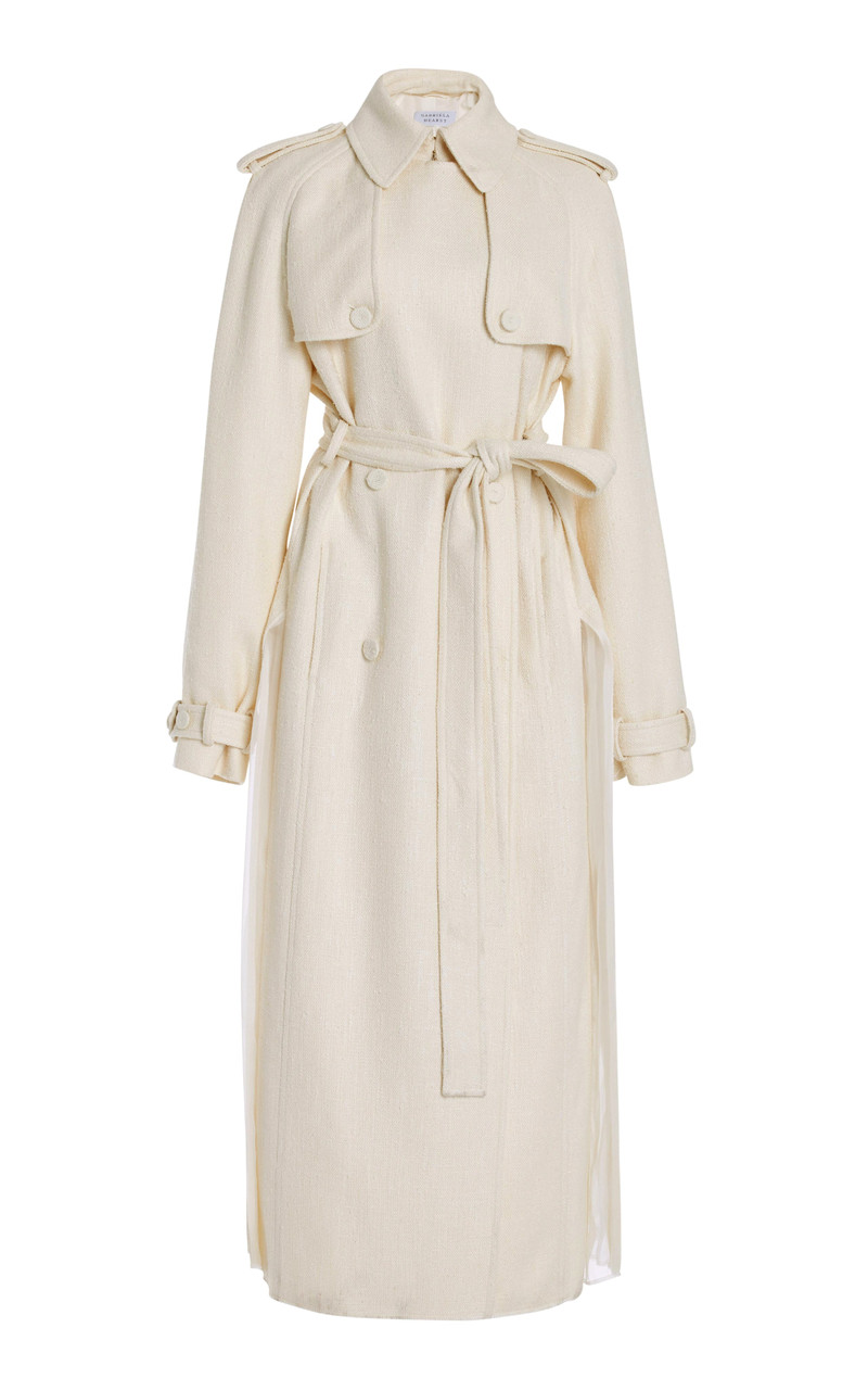 Eithne Trench Coat in Ivory Silk Wool 1
