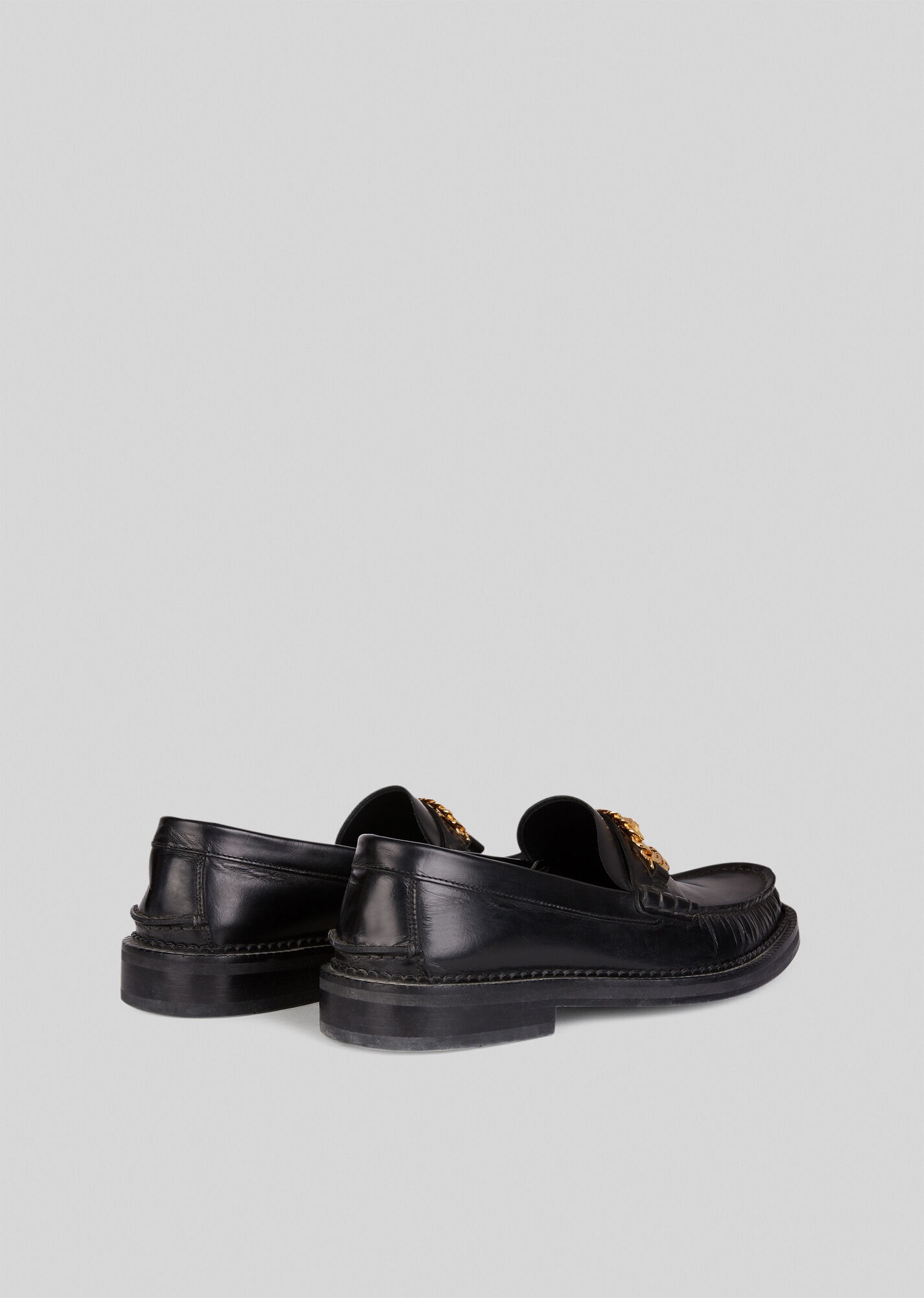 Medusa Chain Leather Loafers - 3