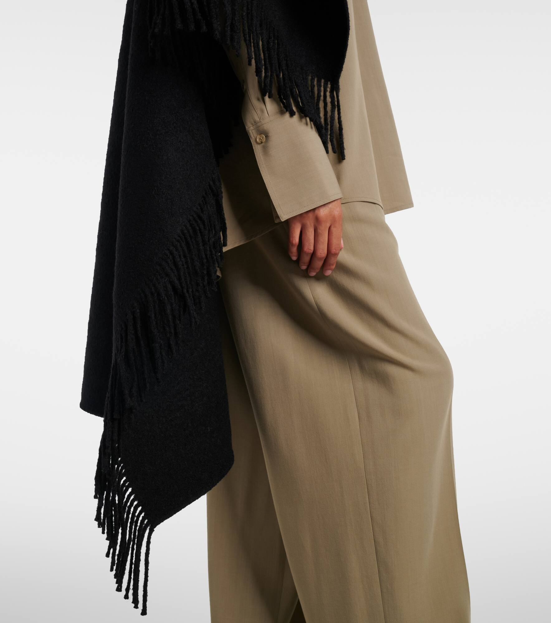 Fringed wool-blend poncho - 5