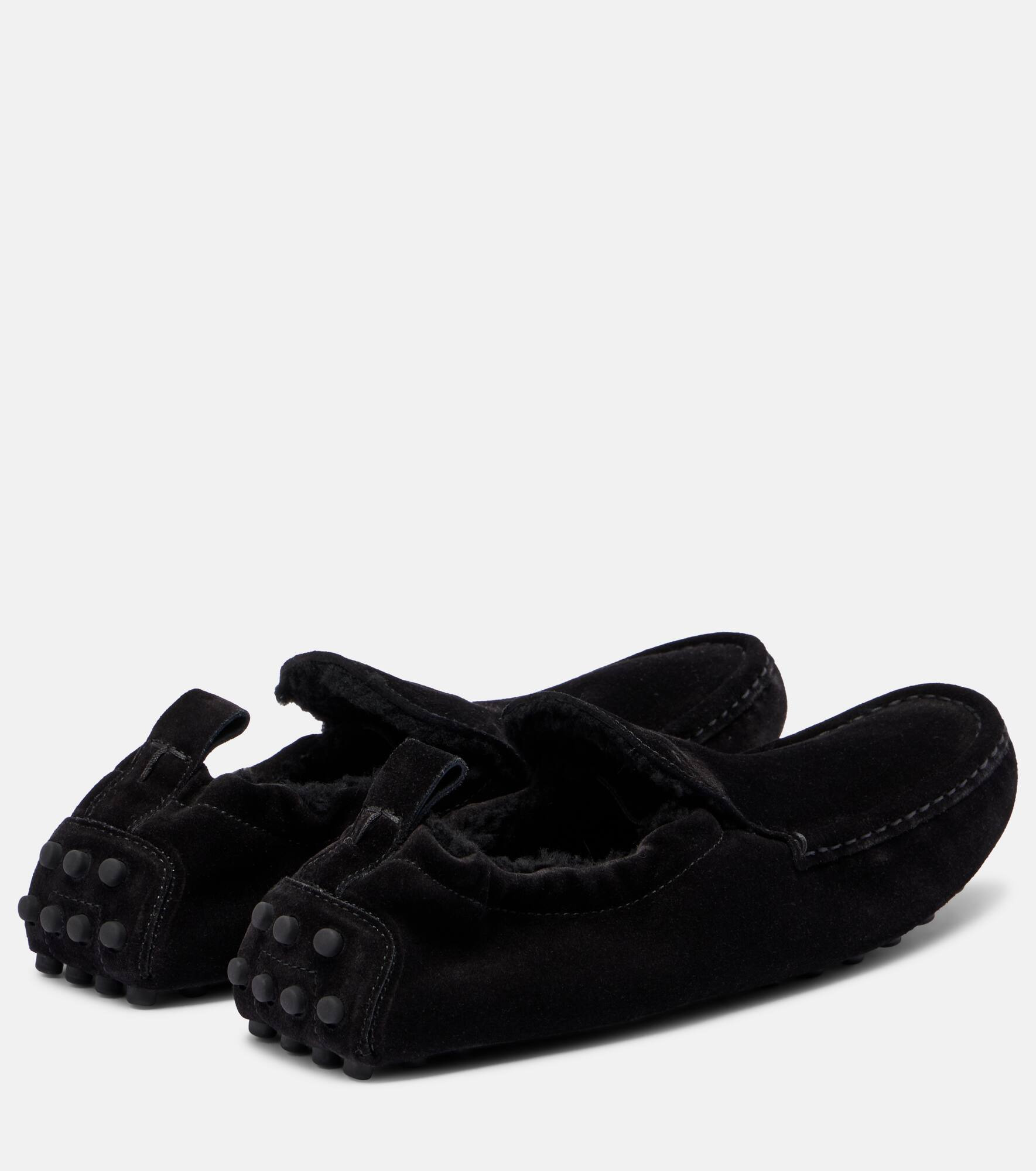 Gommino shearling-lined suede driving shoes - 2