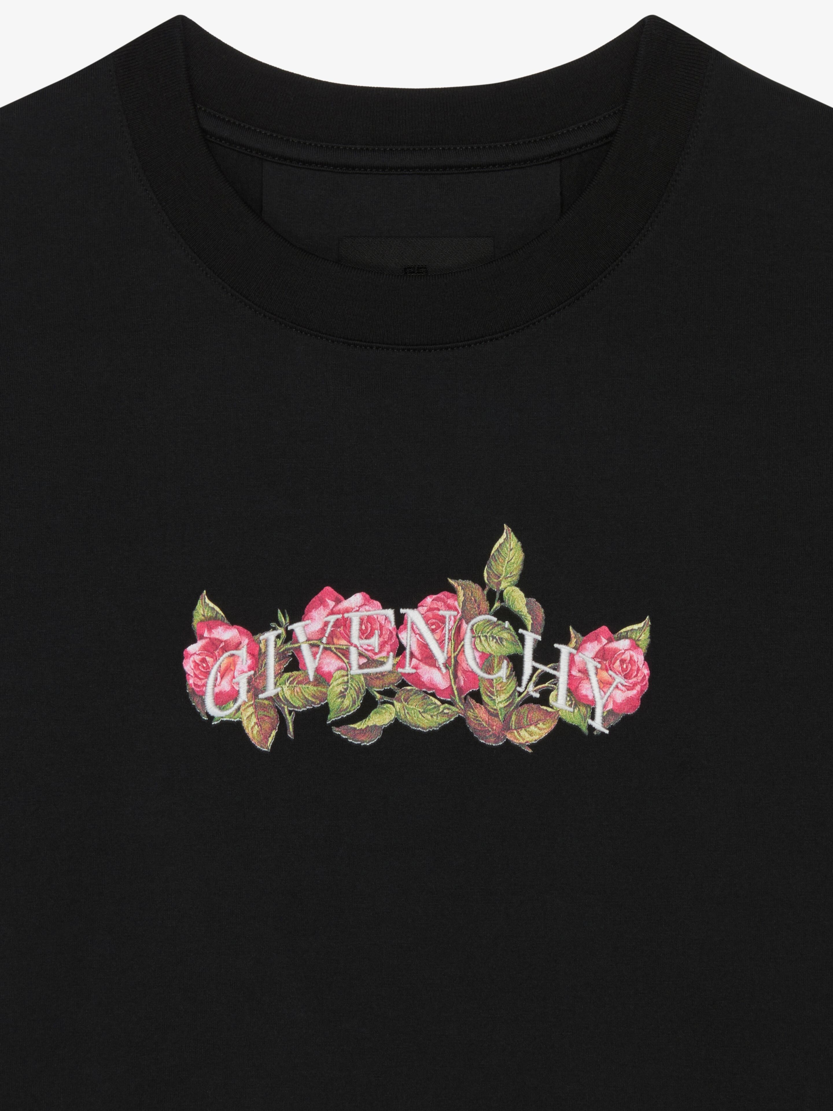 GIVENCHY CROPPED T-SHIRT IN COTTON WITH ROSES PRINT - 6