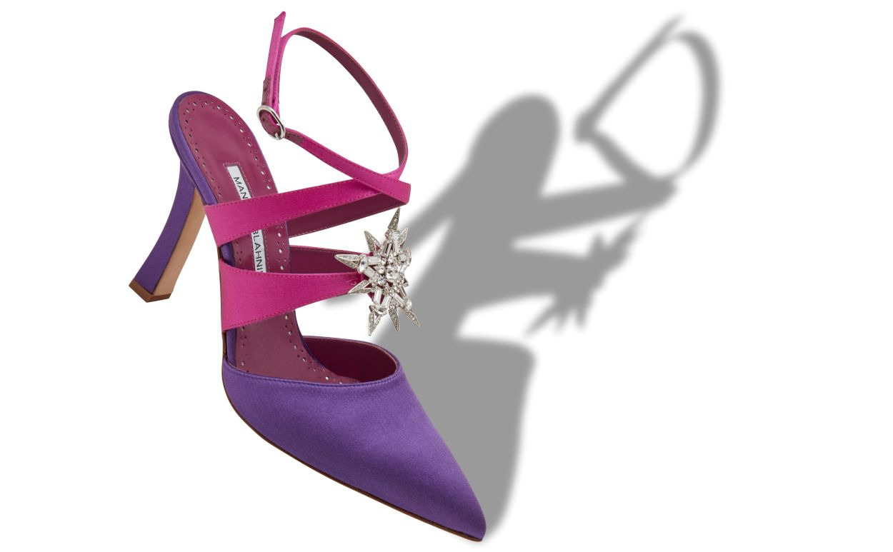 Purple Satin Embellished Pumps - 2