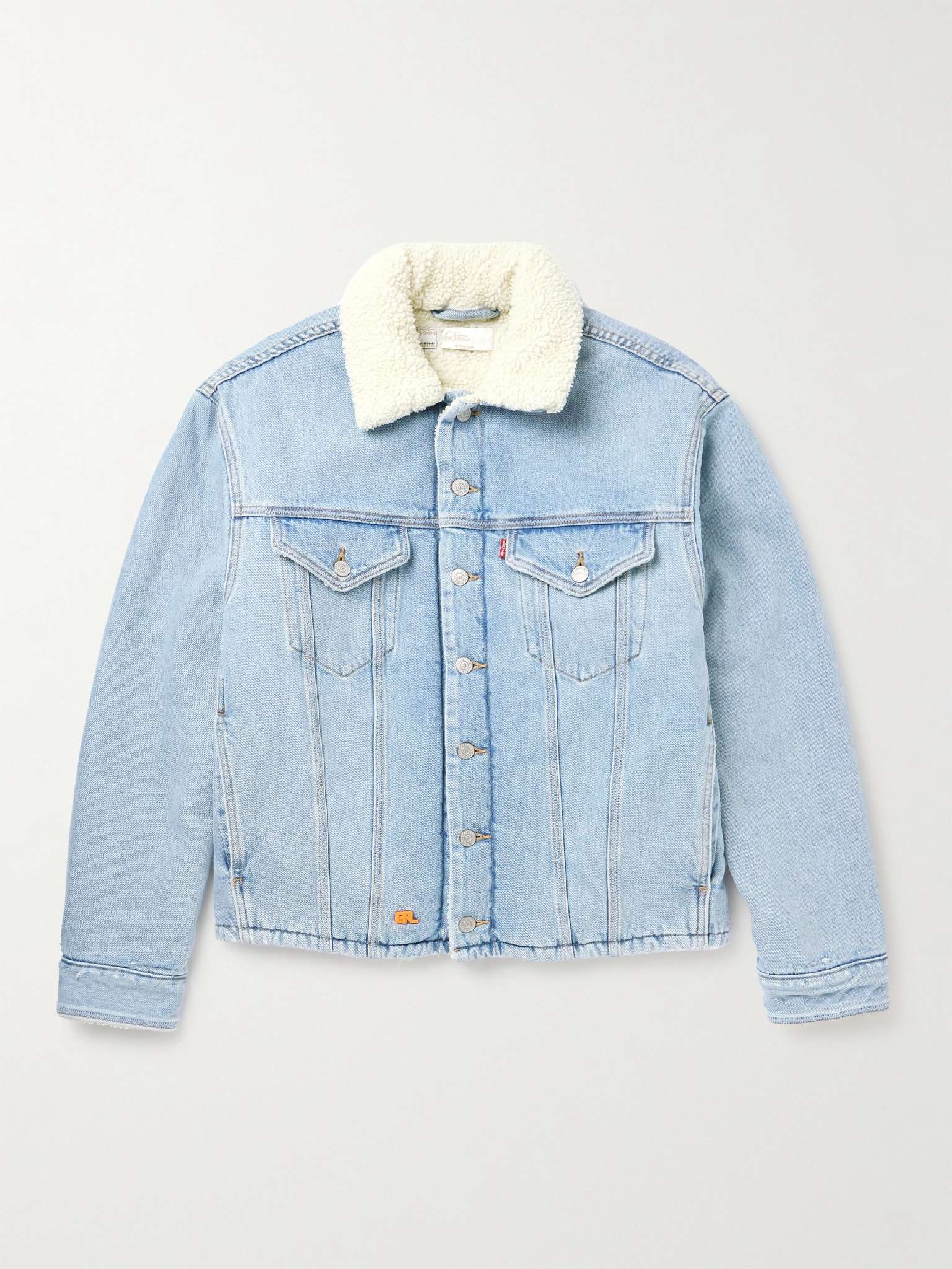 + Levi's Logo-Embroidered Faux Shearling-Lined Denim Trucker Jacket - 1