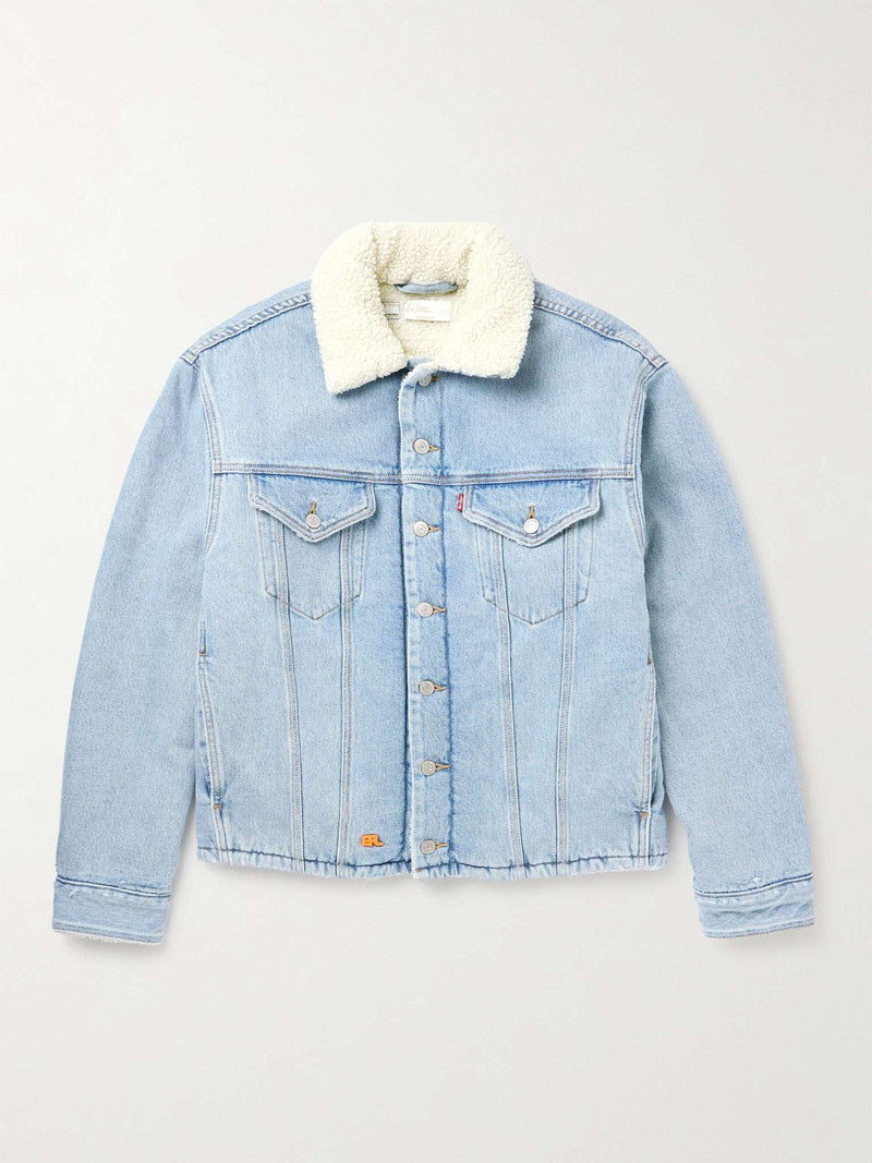 + Levi's Logo-Embroidered Faux Shearling-Lined Denim Trucker Jacket - 1