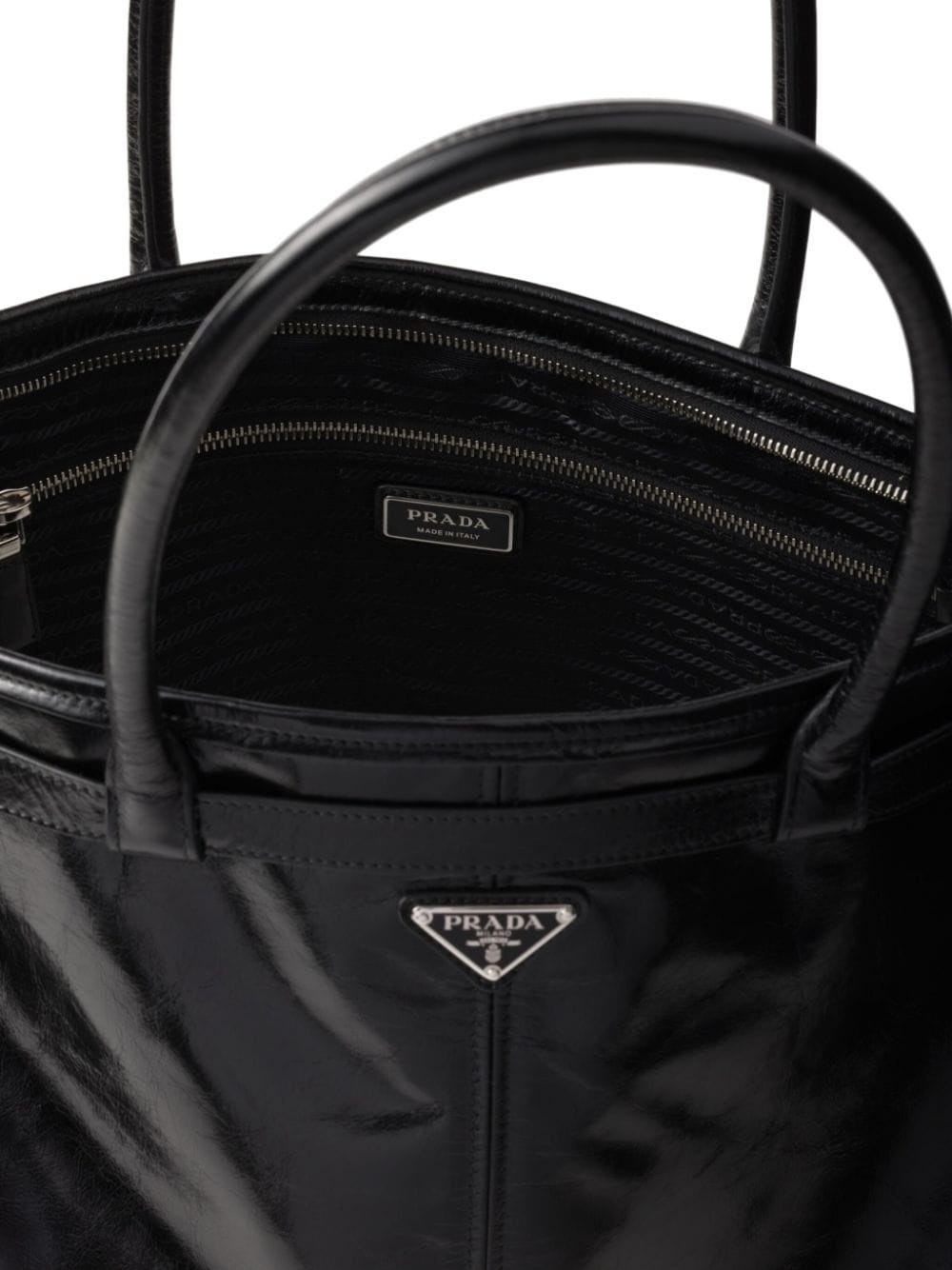 triangle-logo leather tote bag - 5