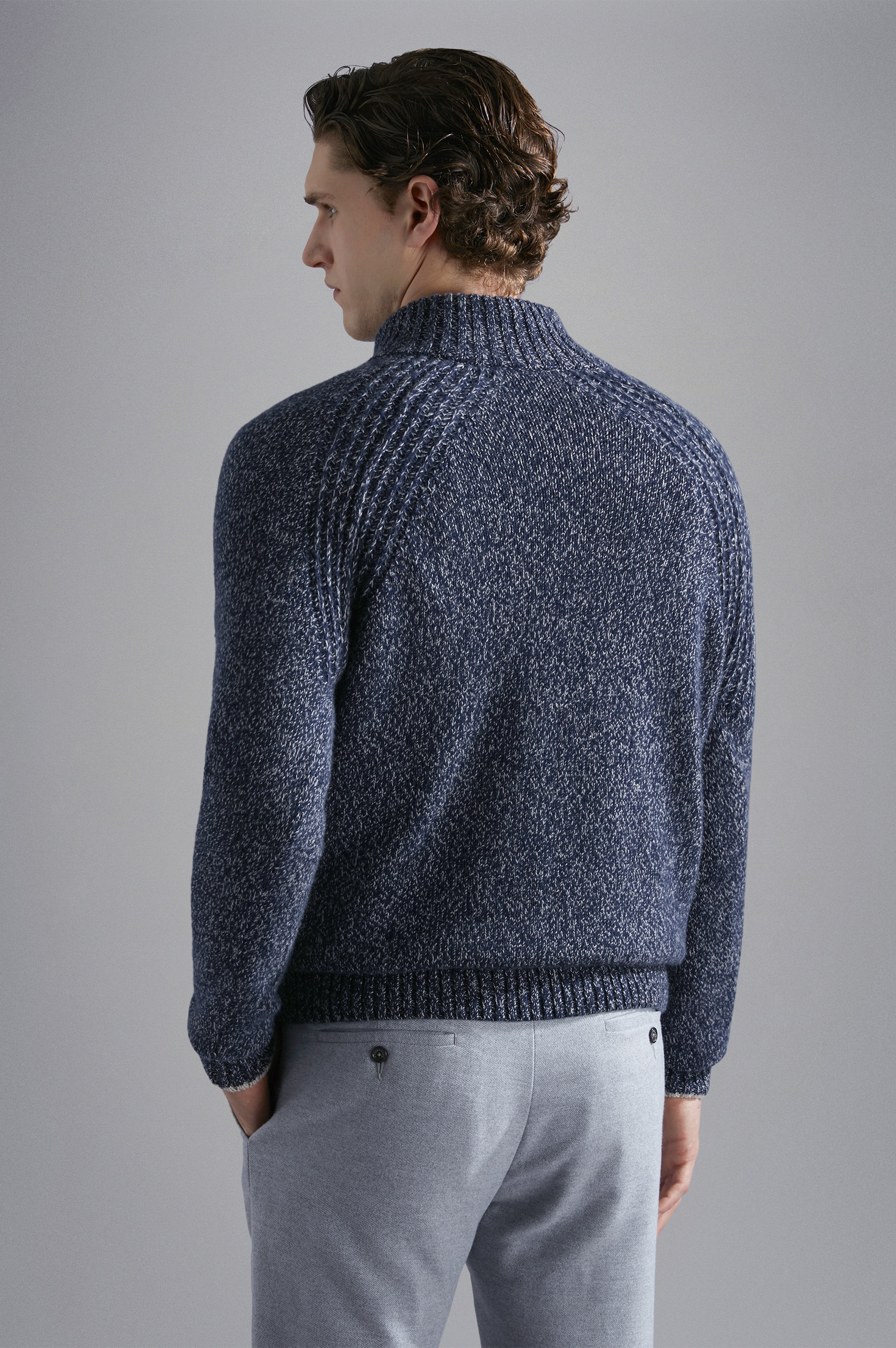 WOOL AND CASHMERE MELANGE TURTLENECK SWEATER - 3