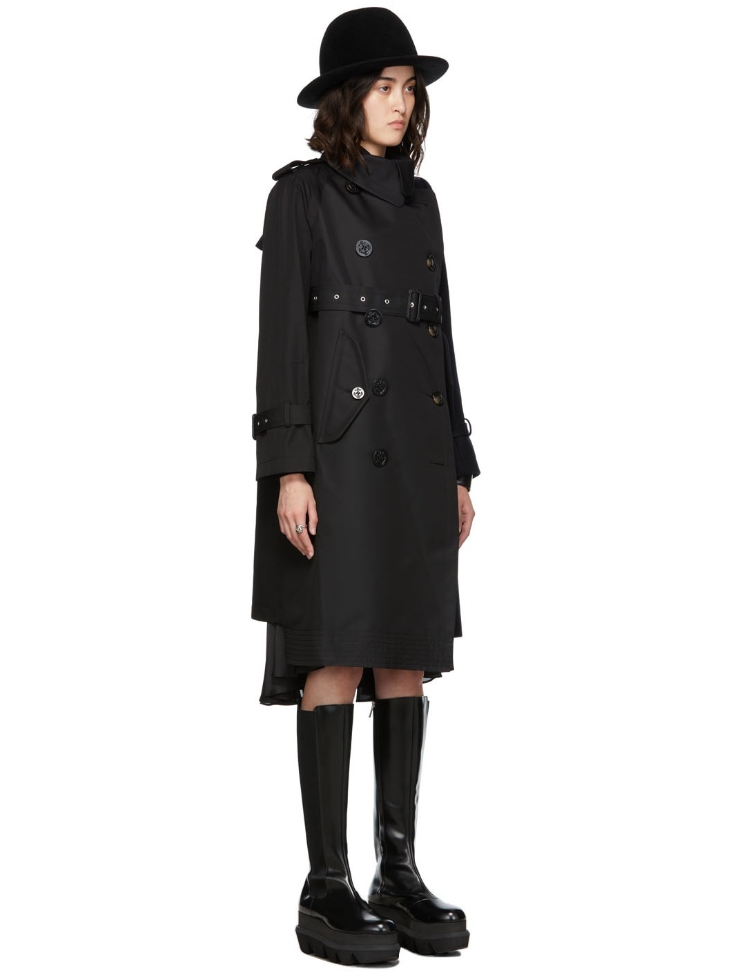 Black/Navy Paneled trench Coat - 2