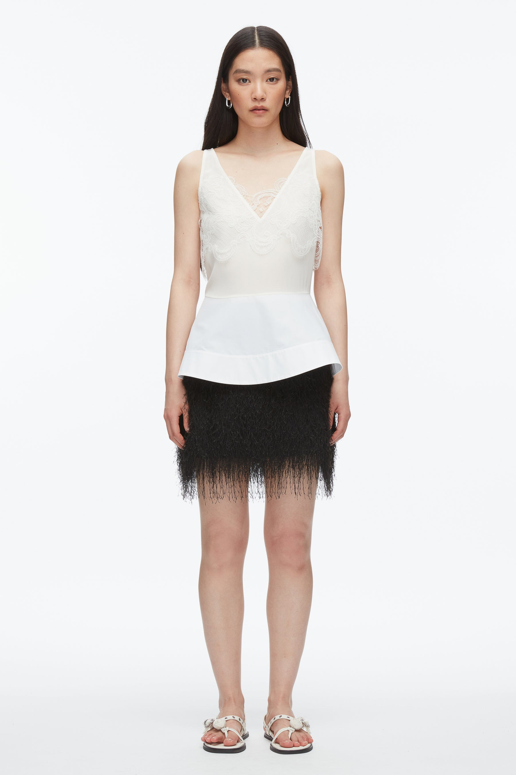 Chiffon Peplum Tank with Lace - 2