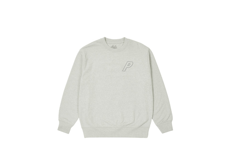 PALACE TRI-STITCH CREW LIGHT GREY MARL outlook