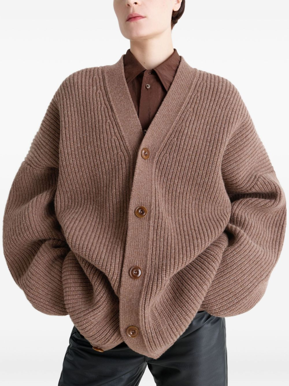V-neck wool cardigan - 3