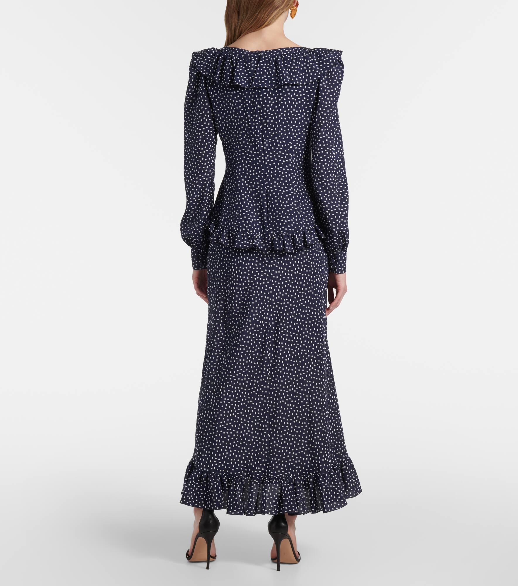 Polka-dot printed silk maxi dress - 3