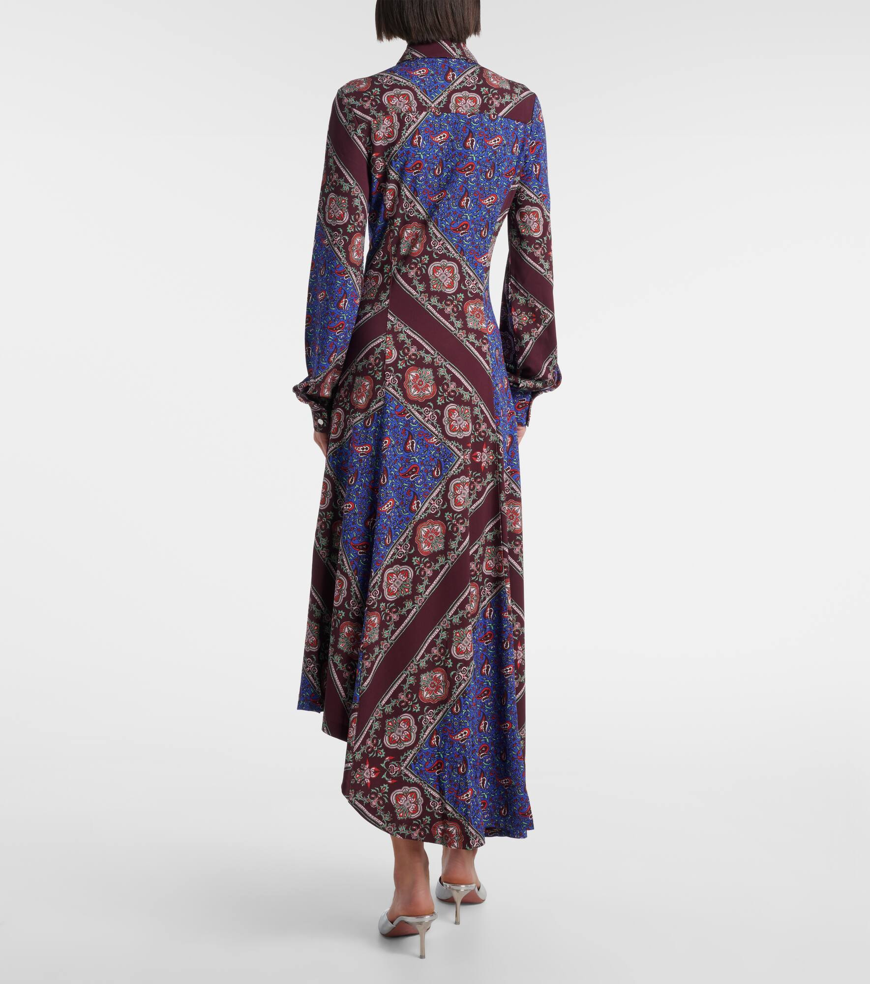 Asymmetric paisley printed midi dress - 3
