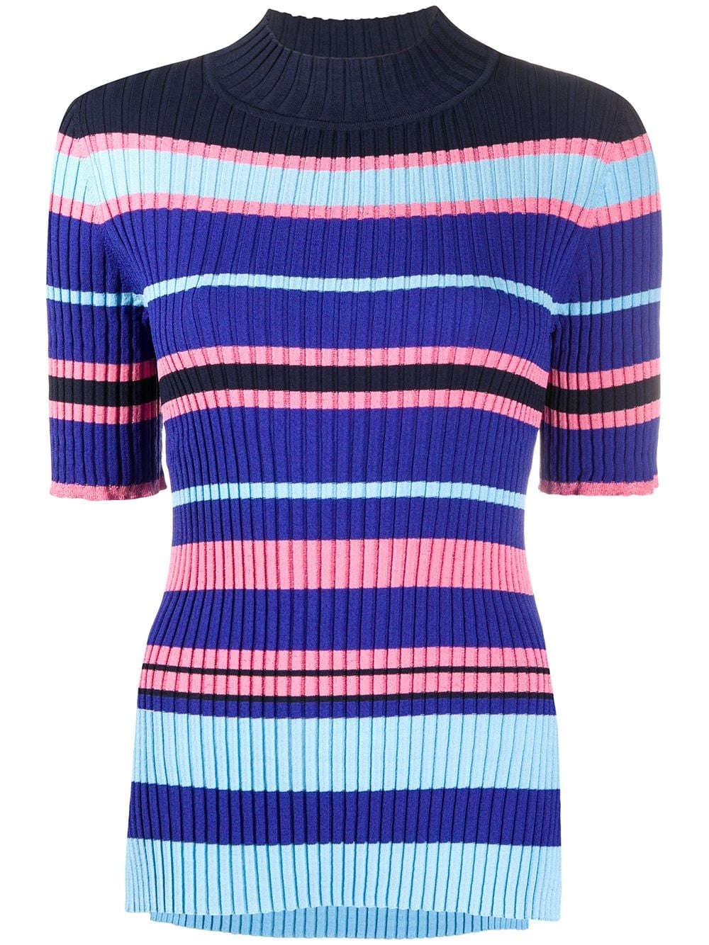 striped mock-neck ribbed top - 1